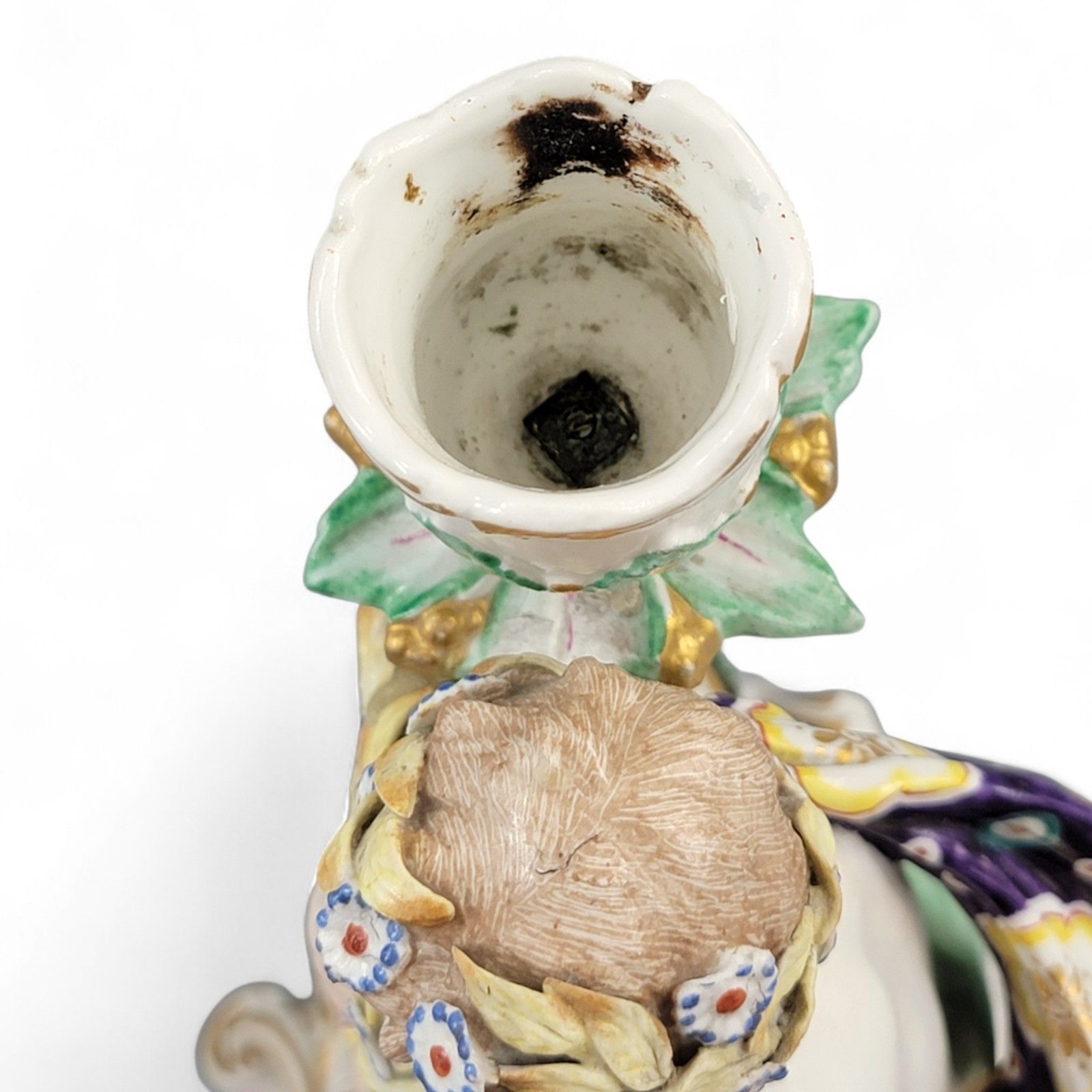photo for sale Antique Georgian Chelsea Porcelain Summer And Autumn Candlesticks C.1775–1783