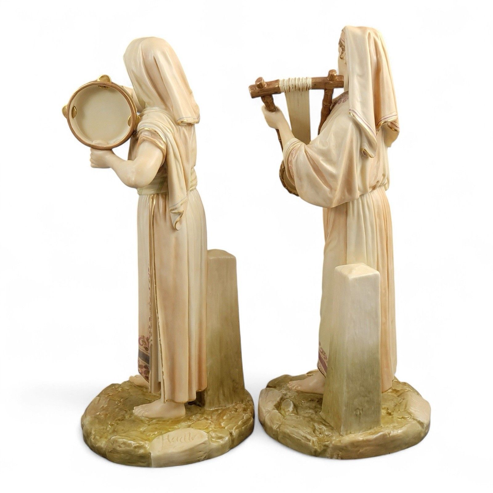 Antique Victorian Royal Worcester Egyptian Musicians By James Hadley, 1893 photo furniture