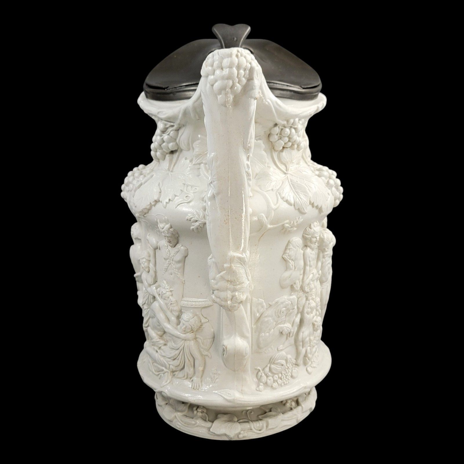 Antique Victorian Charles Meigh Bacchanalian Dance Pitcher 1844 With Pewter Lid photo for sale