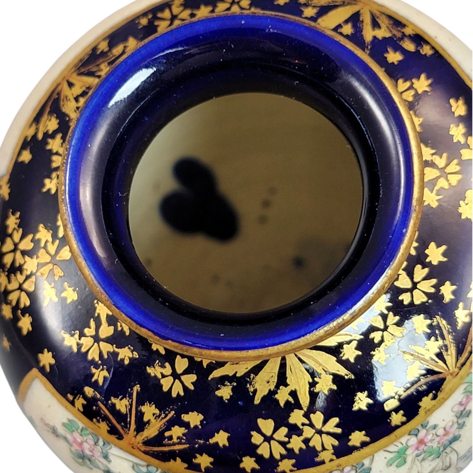 photo buy Antique Japan Kinkozan Kyoto Satsuma Porcelain Cobalt And Gold Vase Pair Meiji
