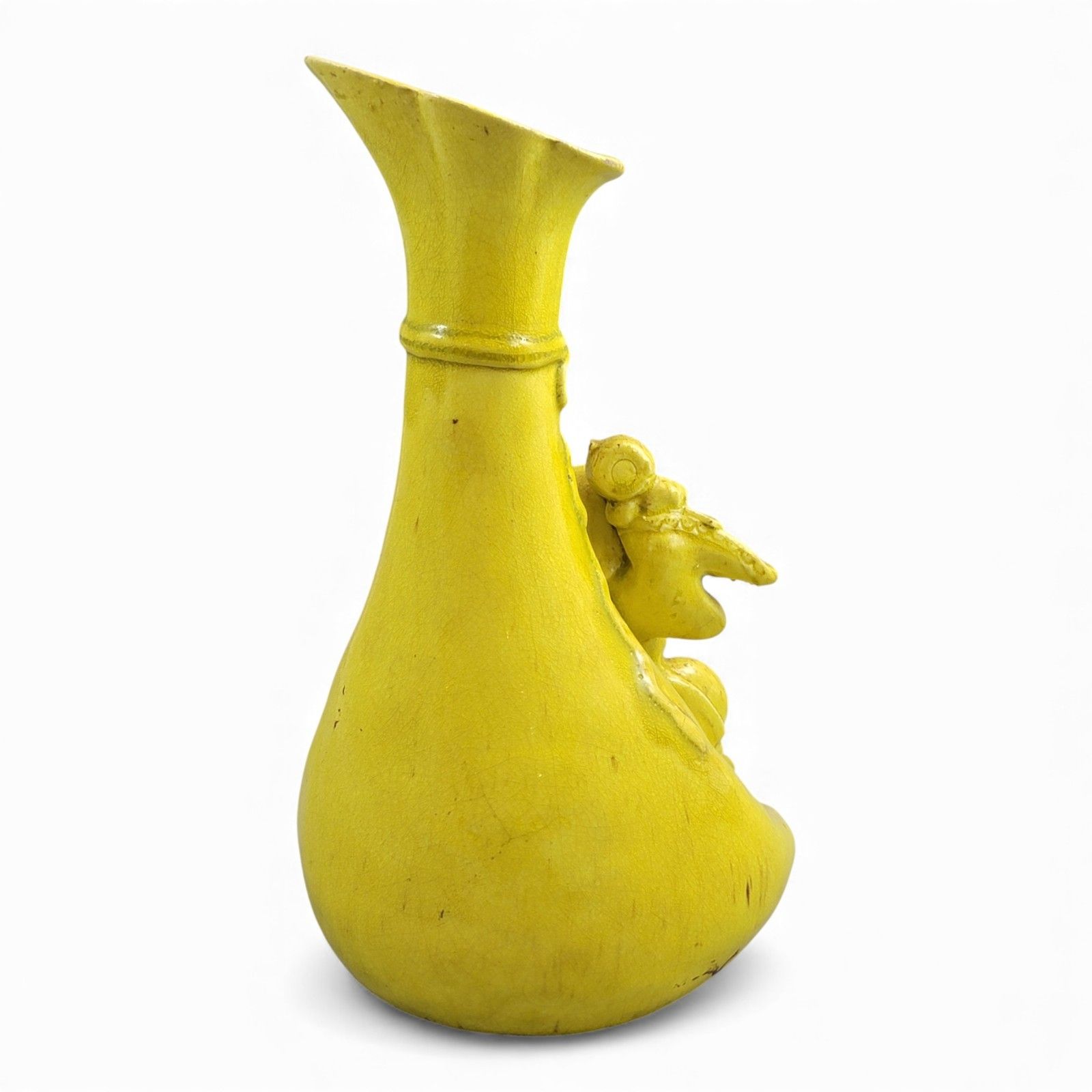 Large Shiwan Yellow Hotei Figure Vase 19th Century Chinese Sculptural Ceramic photo 450.0