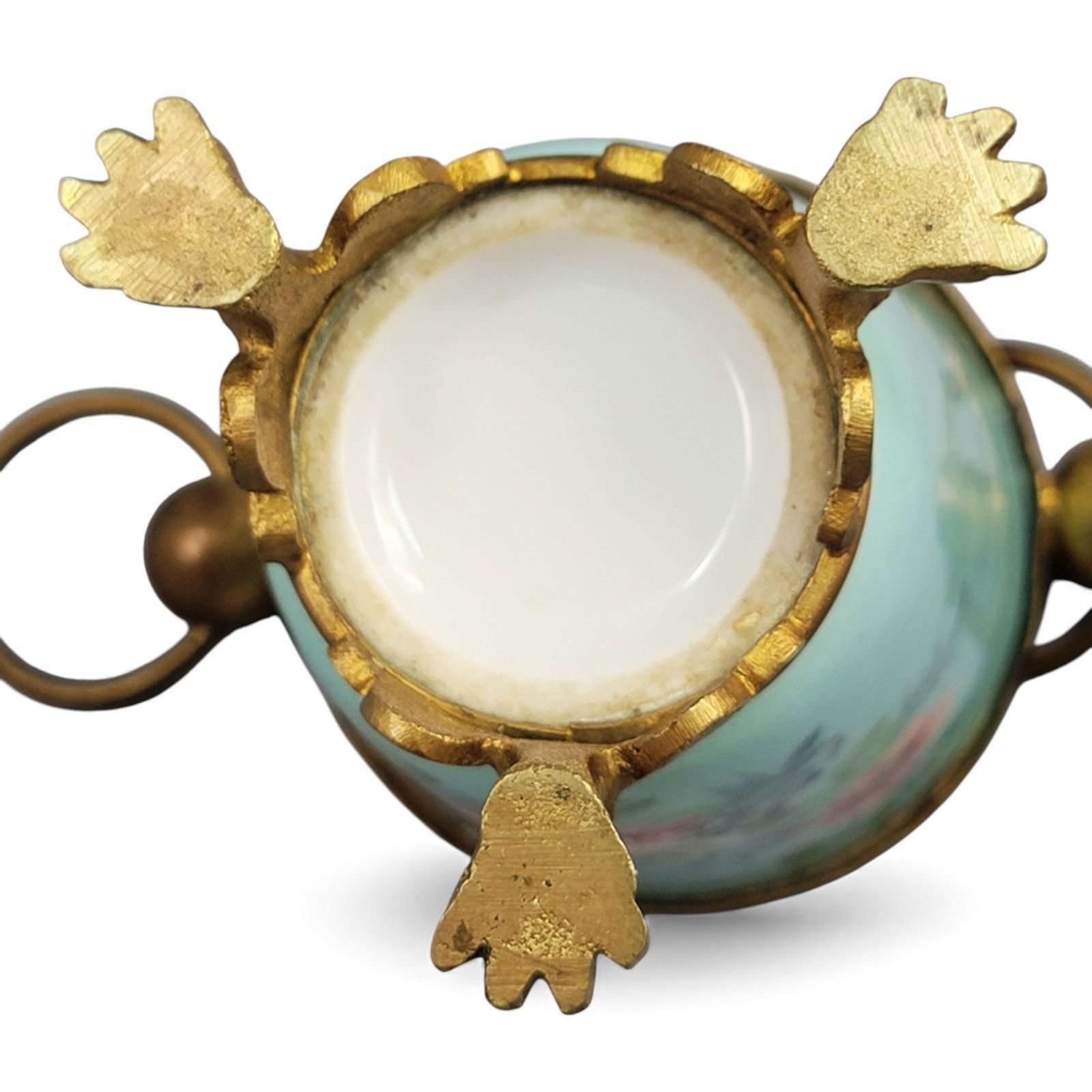 Old Paris Turquoise Cache Pots Pair C.1840 With Gilt Bronze Mounts French Decor photo buy