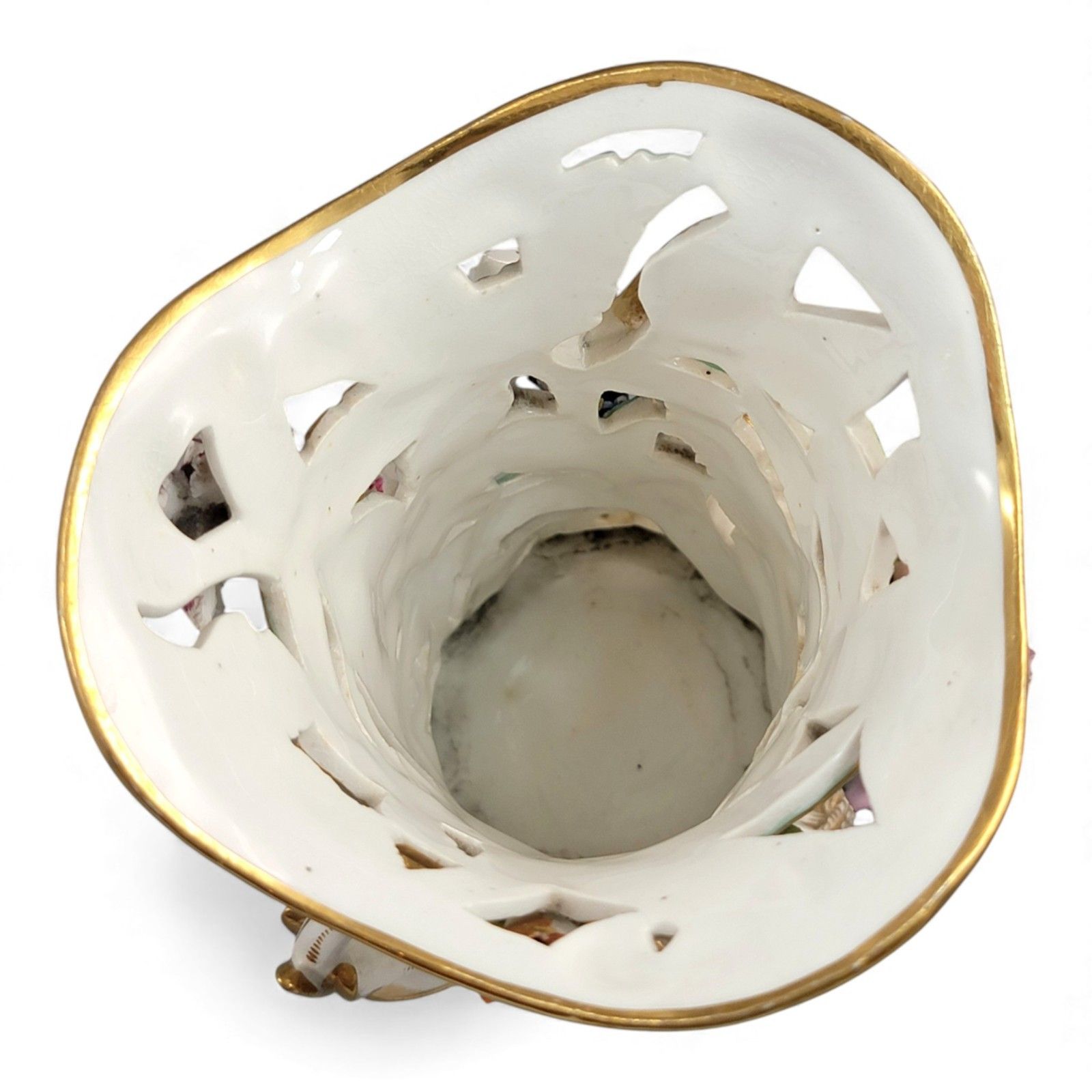 photo for sale Coalport Reticulated Flower Encrusted Vase C.1840 Coalbrookdale Potpourri