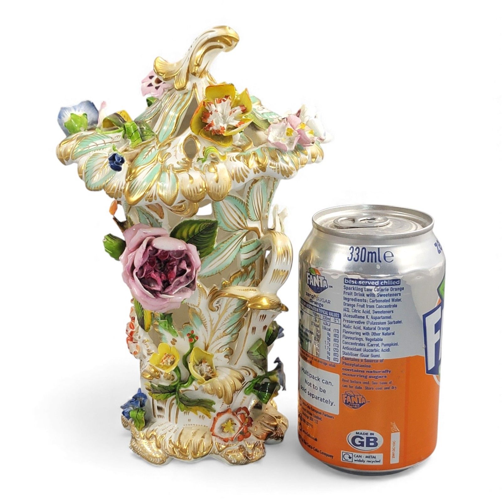 photo vinterior Coalport Reticulated Flower Encrusted Vase C.1840 Coalbrookdale Potpourri