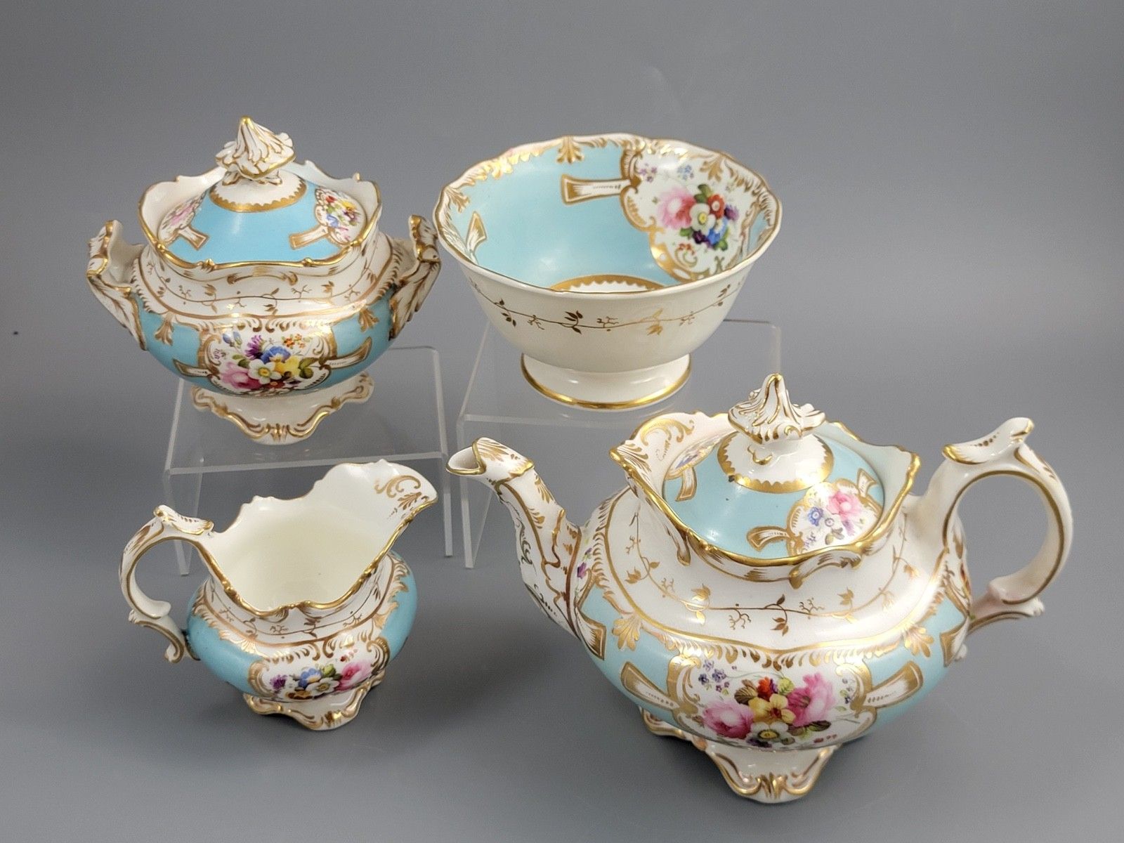 Old Paris Porcelain Tea Service, Petit Style, Louis Philippe I Period, C. 1840 photo furniture