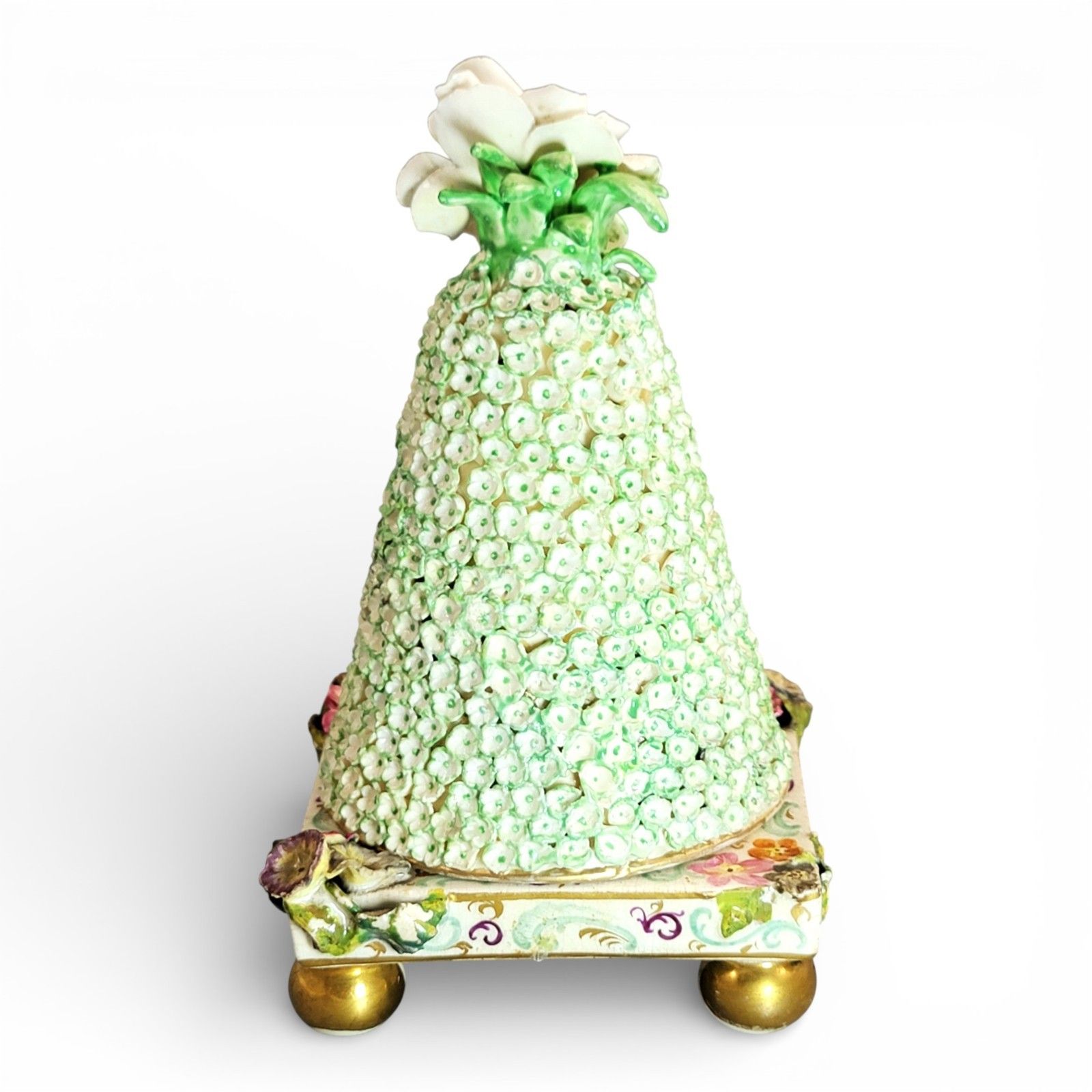 Antique Porcelain Inkstand With Pyramidal Schneeballen Cover, Saxony, C.1800 photo furniture
