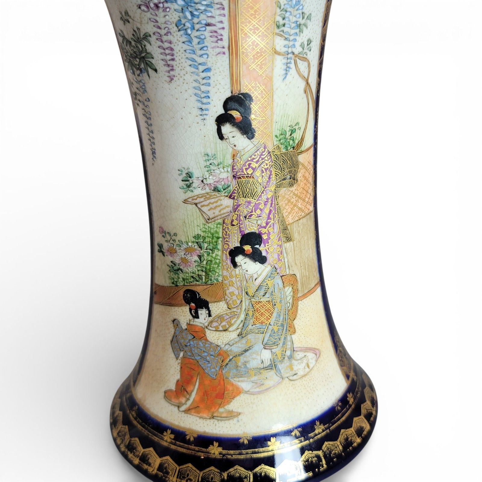 photo furniture Antique Japanese Satsuma Vase C.1895, Nanzan Mark, Cobalt & Gilt Moriage