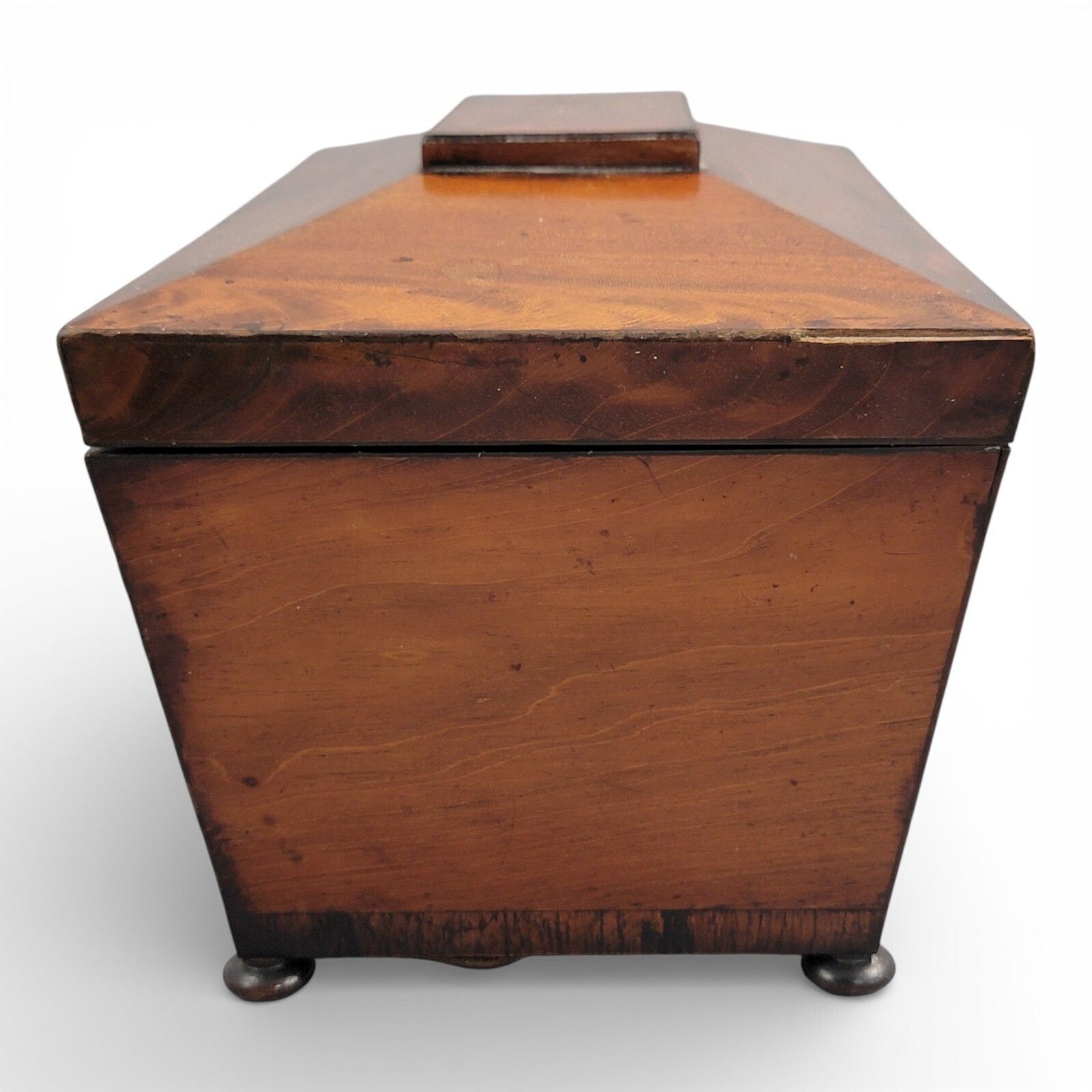 photo for sale Antique Regency Mahogany Tea Caddy With Cut Glass Bowl English C.1820