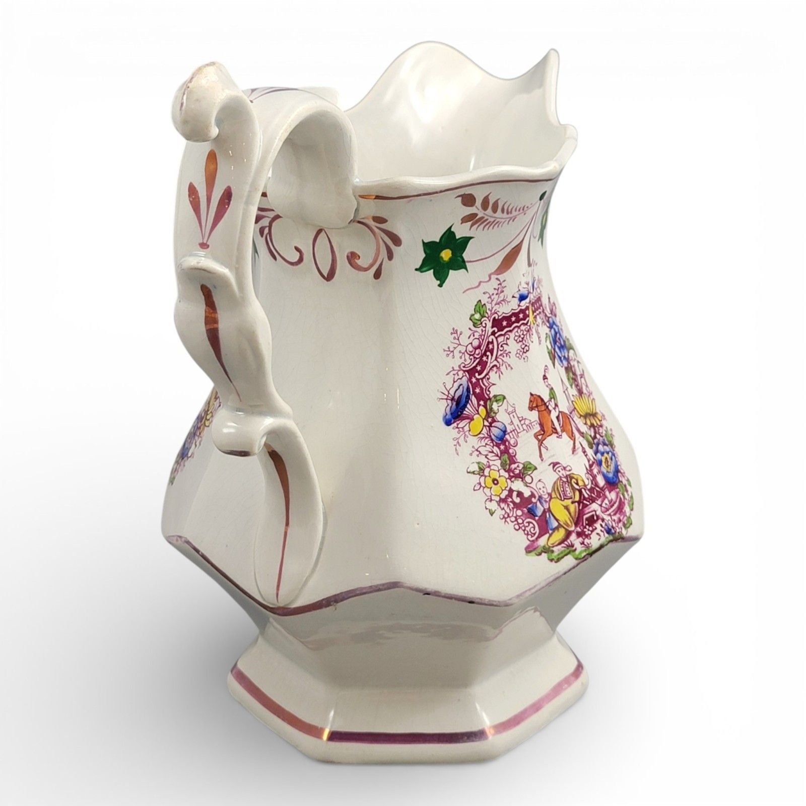 Staffordshire Jug, Oriental Scene With “Indische Blumen”, Late 18th Century photo furniture