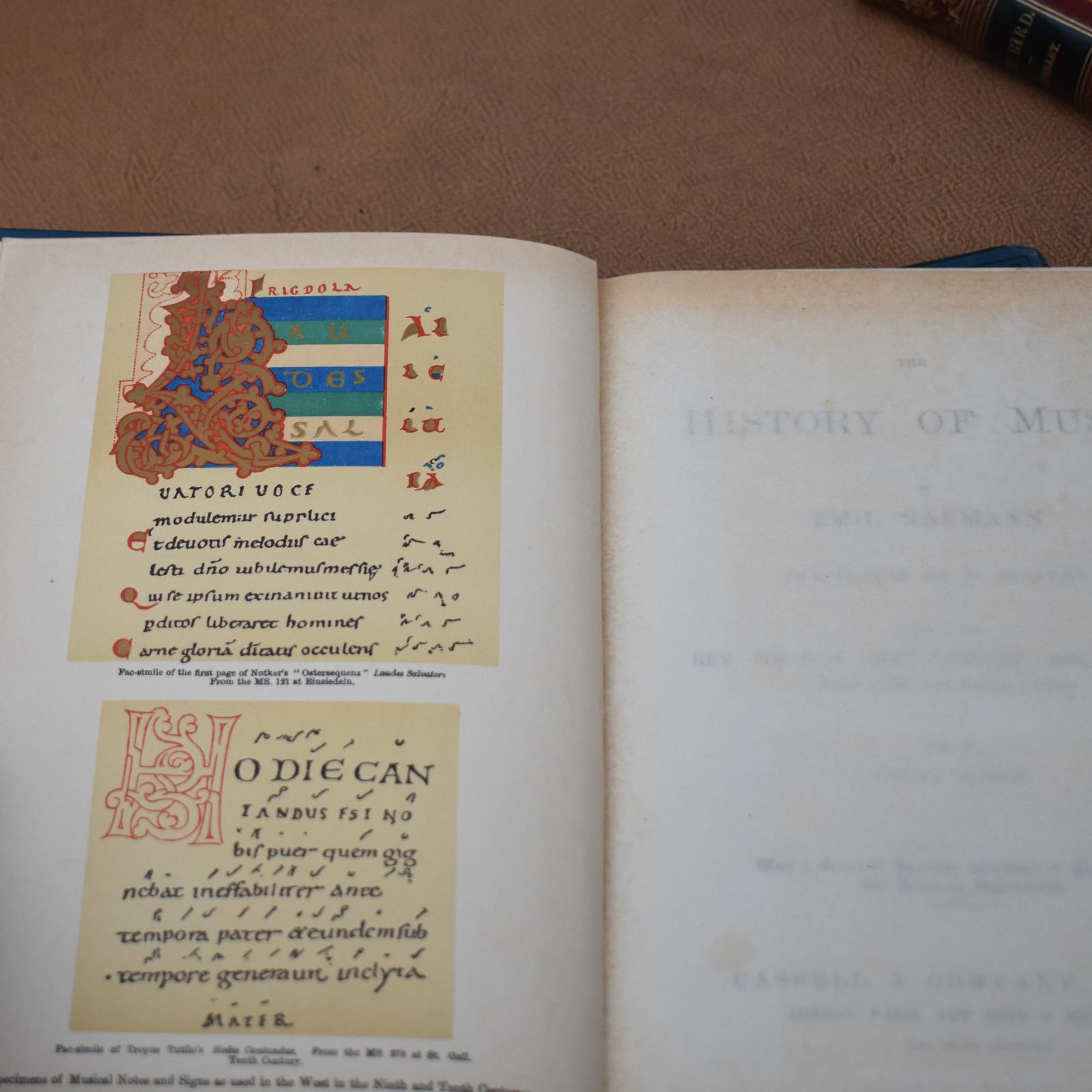 photo for sale Antique History Of Music Emil Naumann Gilt Embossed Special Edition Book Pair