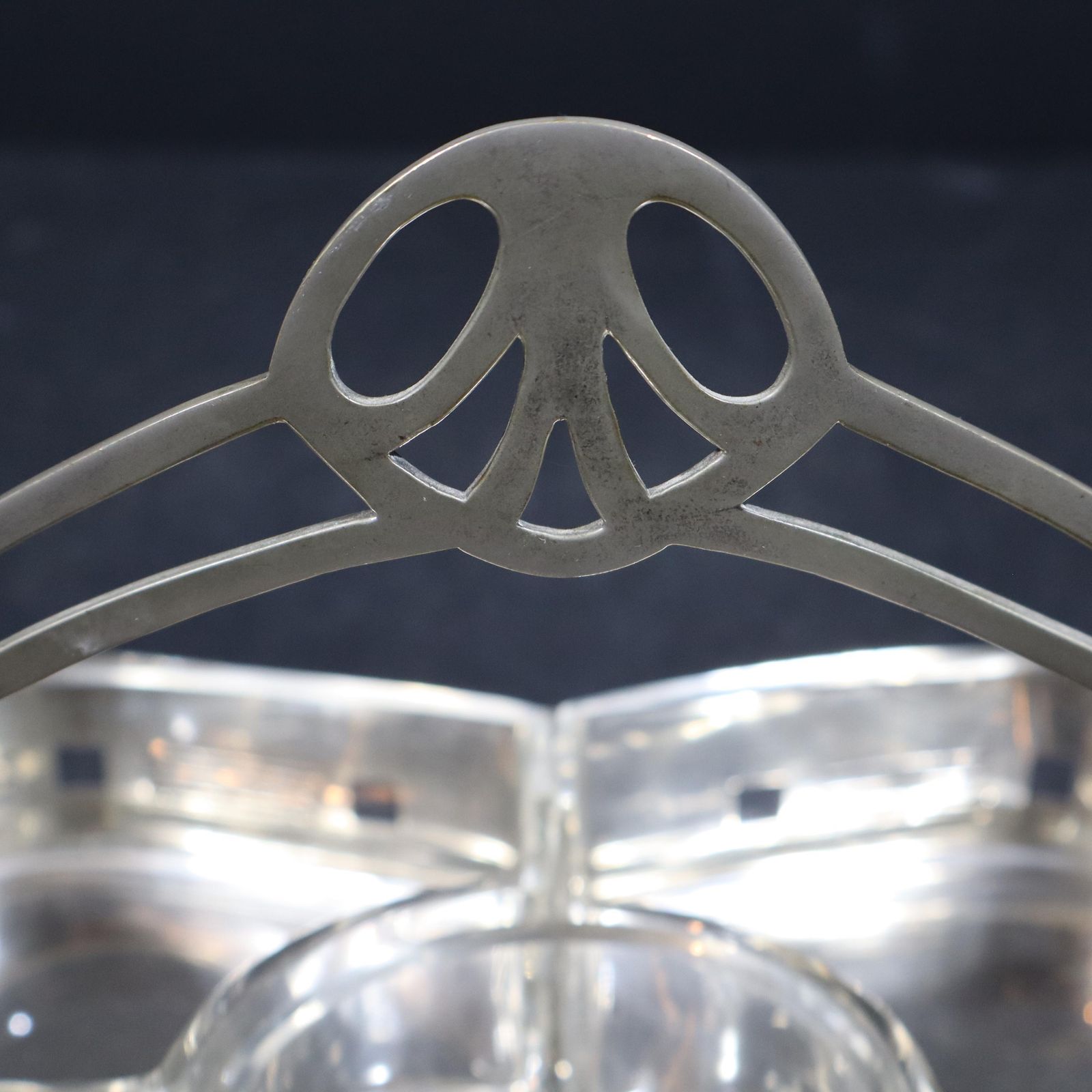 photo furniture French Silver Plated Art Nouveau Hors D'oeuvres Tray With Cut Glass Cocktail Dishes