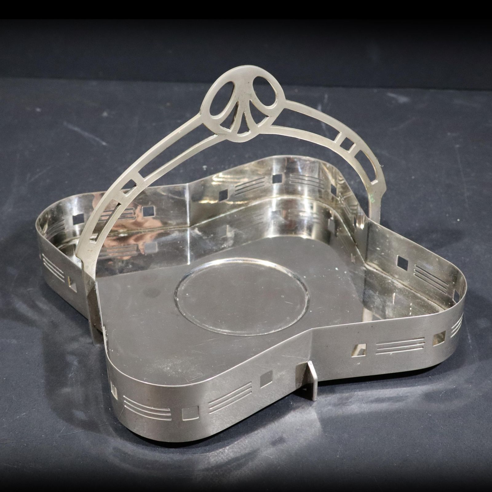 Home Decor French Silver Plated Art Nouveau Hors D'oeuvres Tray With Cut Glass Cocktail Dishes photo