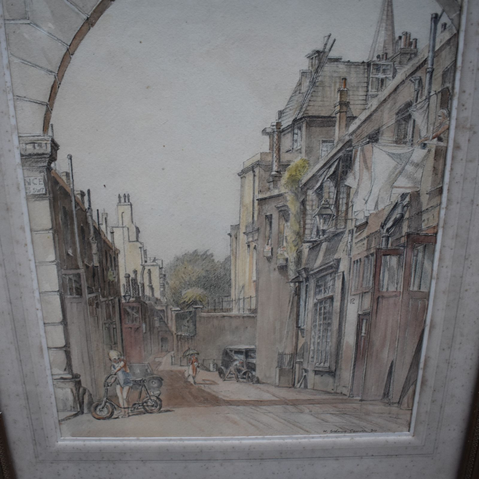 Antique 1934 William Sidney Causcer Watercolour Painting Gesso Framed Picture photo vinterior