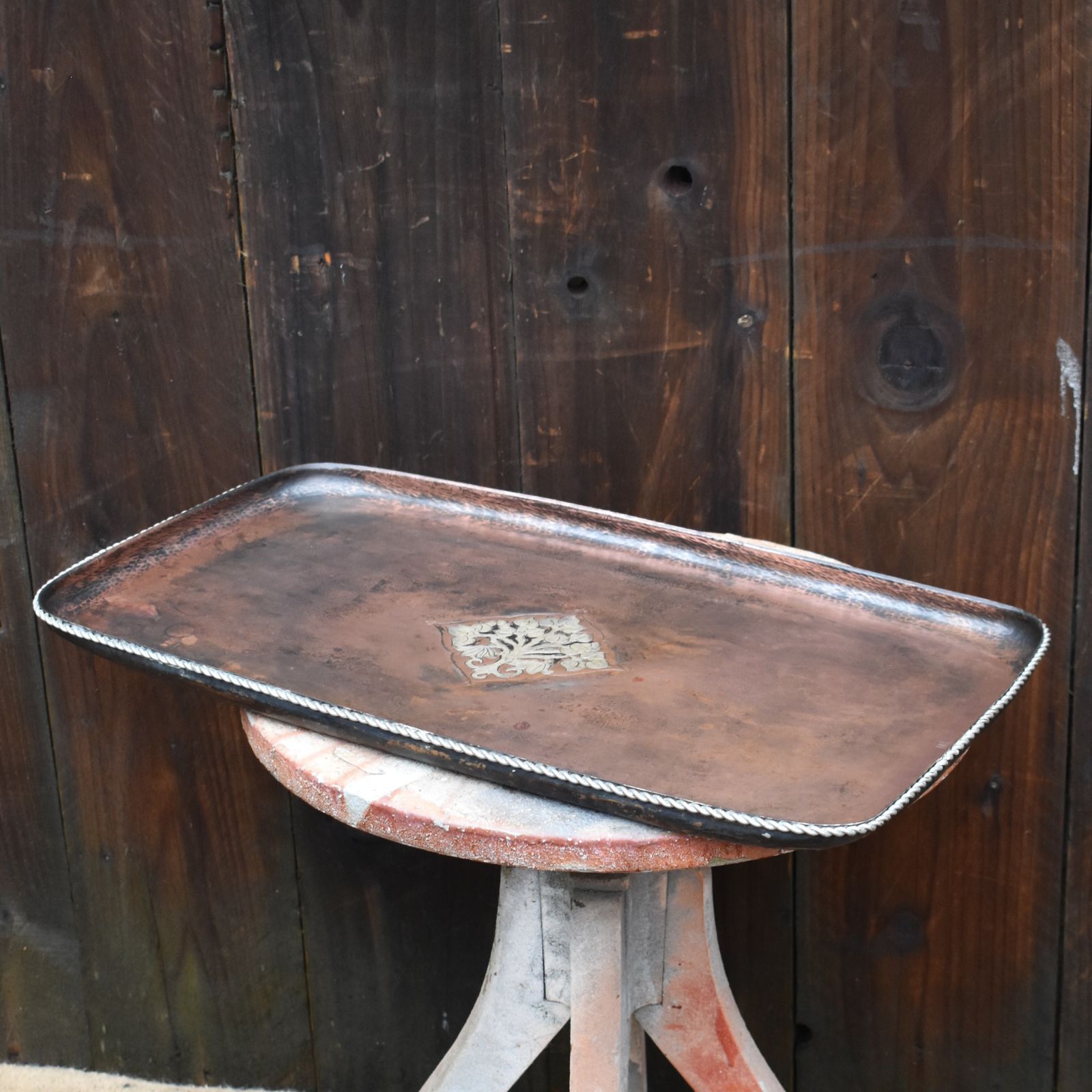 Antique Hugh Wallis Arts And Crafts Copper Pewter Country House Butlers Tray photo vintage