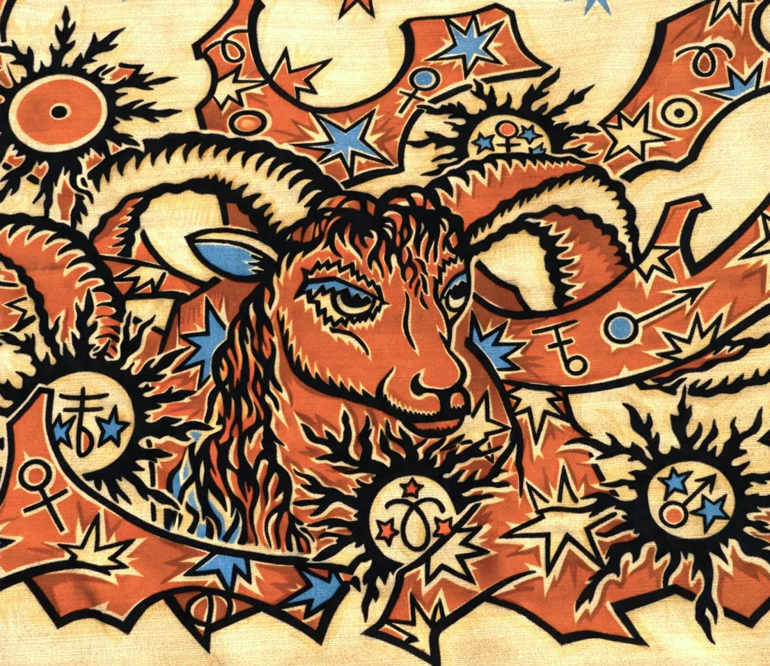 Zodiac Tapestry "The Aries" In Wool, Cartoon By Elie Grekoff, Published By Tanit, Paris, Circa 1970 photo furniture