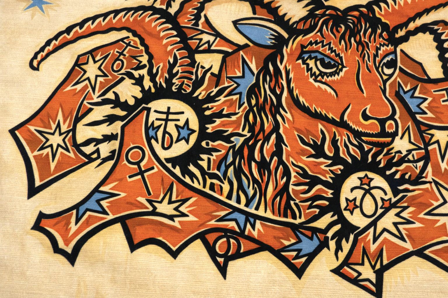 Zodiac Tapestry "The Aries" In Wool, Cartoon By Elie Grekoff, Published By Tanit, Paris, Circa 1970 photo for sale