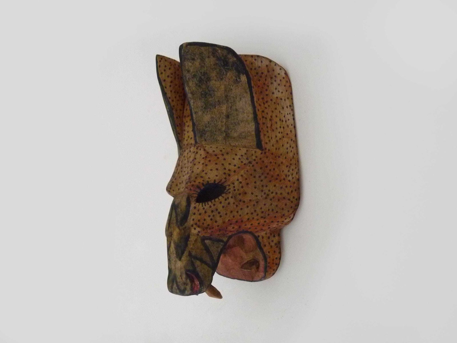 Folk Art Hand Carved Jaguar Mask From Guatemala photo for sale
