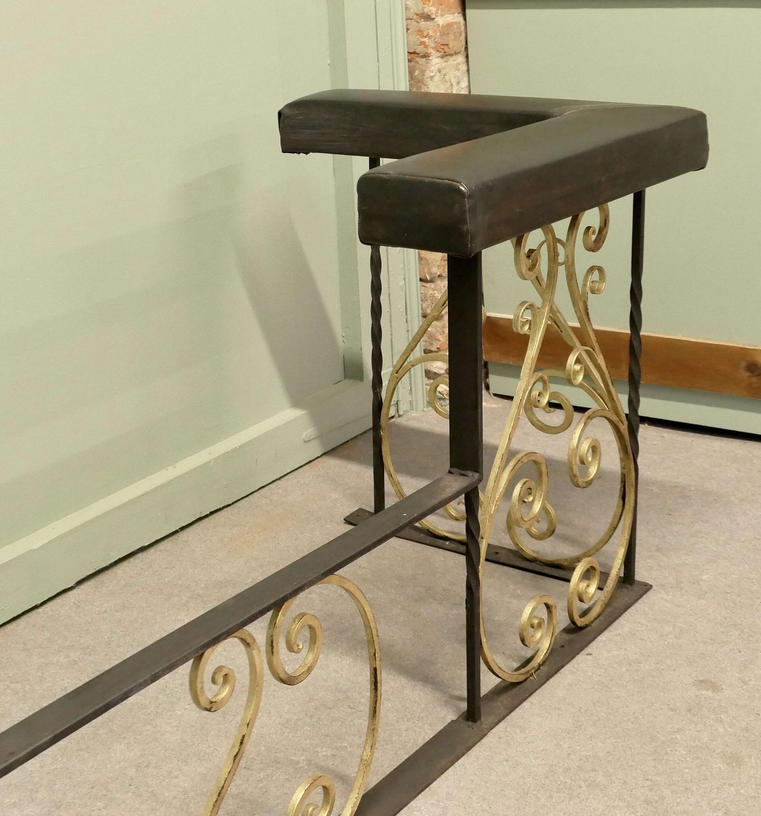 Very Large Decorative Wrought Iron And Leather Club Fender This Is A Blacksmith Made Piece photo Home Fixtures