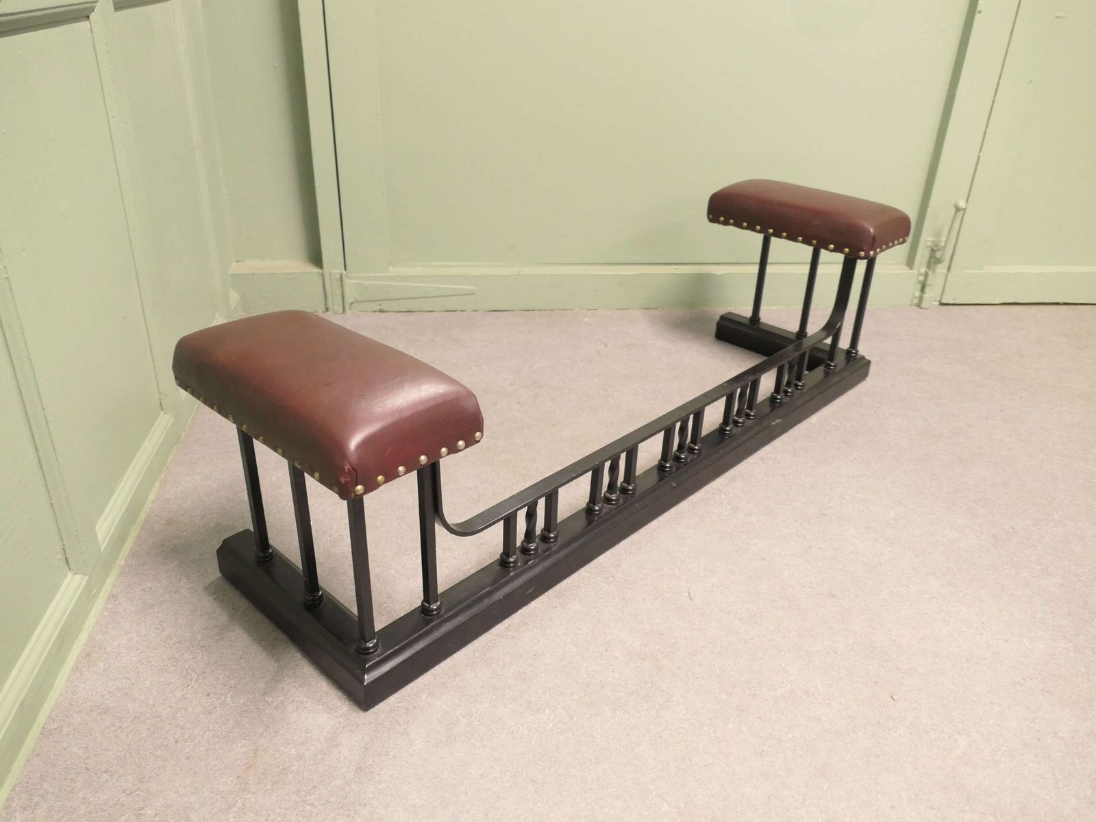 Art Deco Heavy Iron And Tan Leather Club Fender photo Home Fixtures
