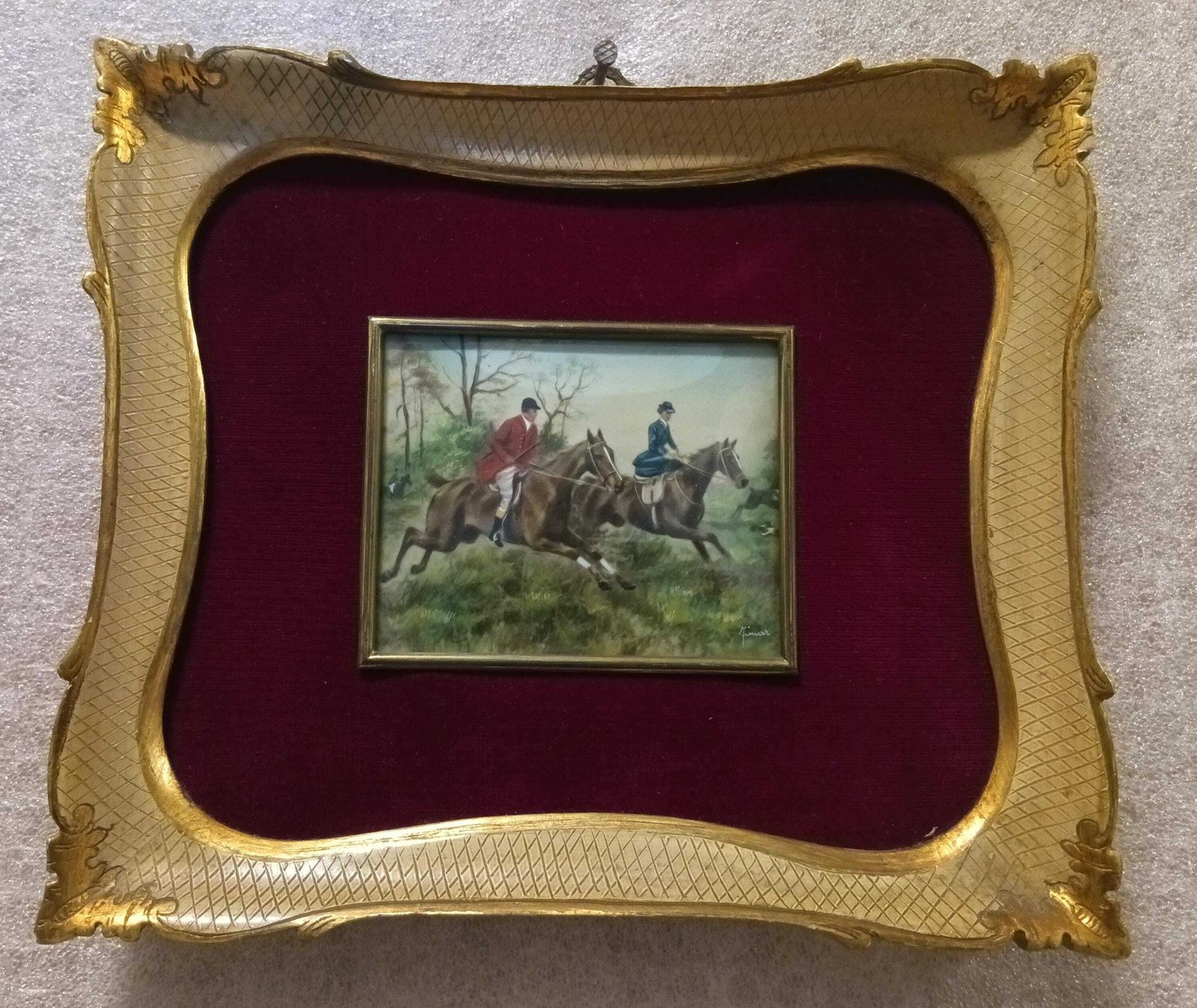 photo for sale Framed Miniature 19th Century English Oil On Canvas, Signed, With Original Frame