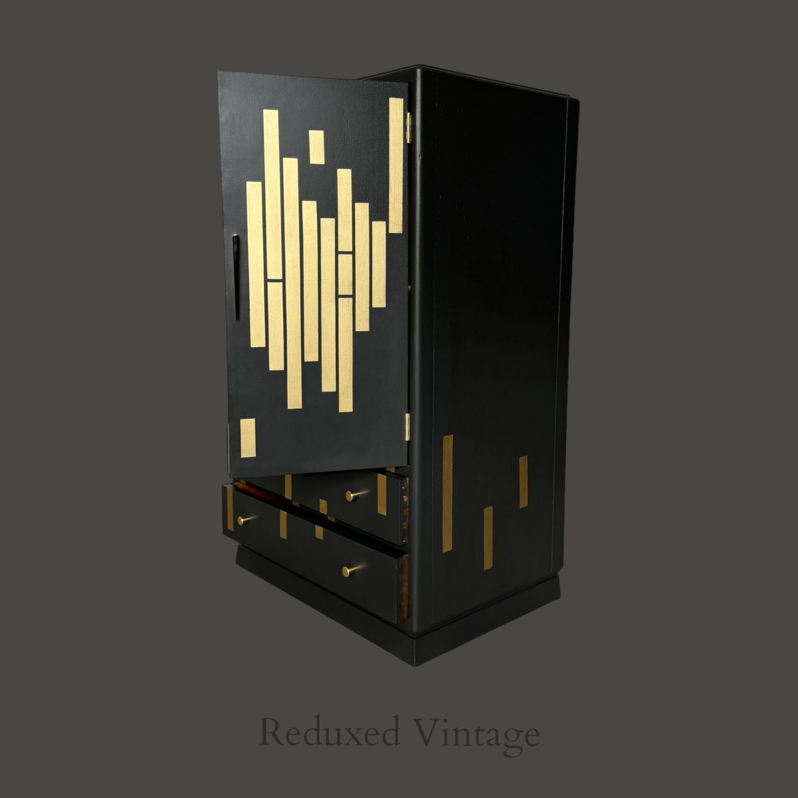 Wine Bar, Art Deco, Black And Gold, Gold Leaf, Geometric Design photo for sale