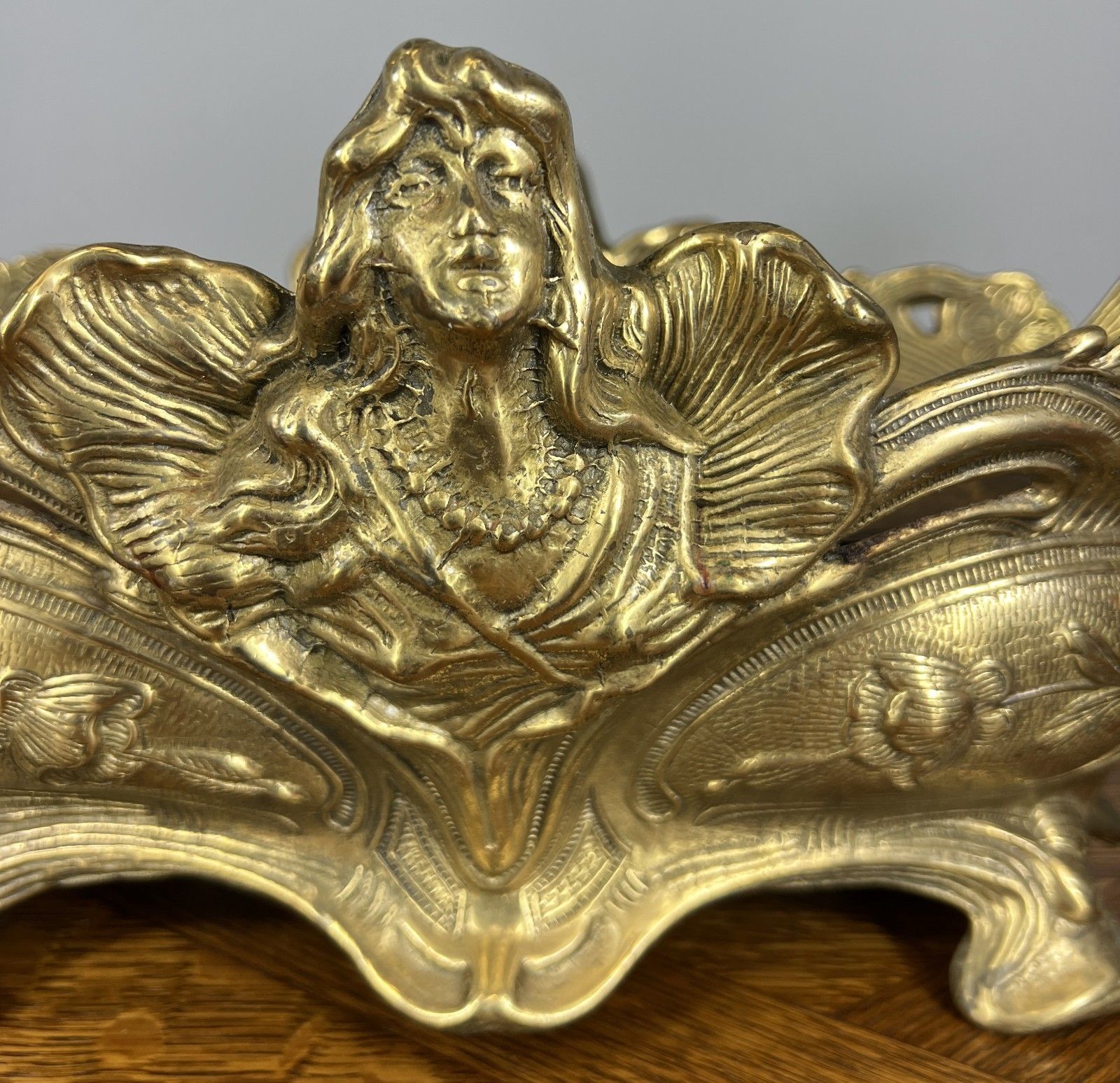 Home Decor French Art Nouveau Jardiniere, Antique Brass Planter Brass Ornate Lot 4679 photo
