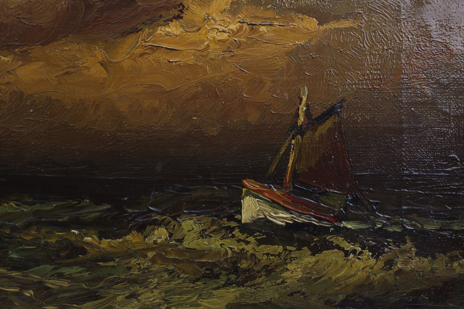 Albert Demoen, Seascape, 1940, Oil On Canvas, Framed photo furniture