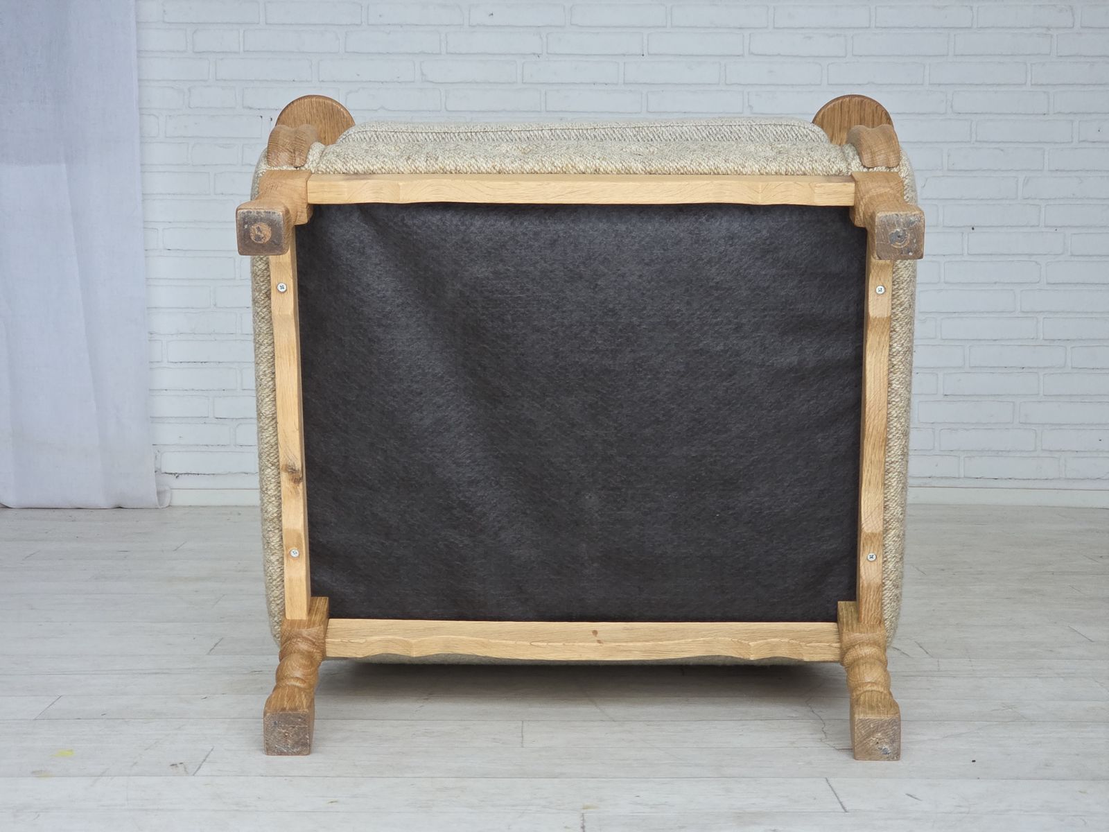 1970s, Danish Highback Armchair, Furniture Wool, Solid Oak Wood. photo for sale