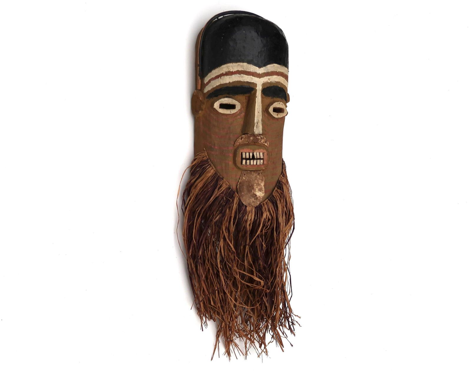 Afrikaans Houten Masker Met Raffia, Jaren 1980 / Wanddecoratie, Kunst, Sculptuur, Woondecoratie photo furniture