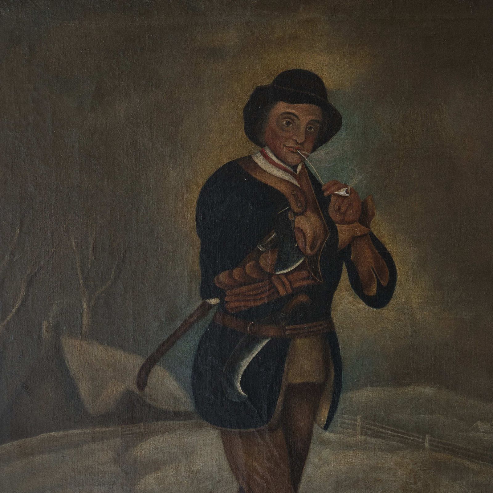 Early 19th Century Naive Oil On Canvas. photo furniture