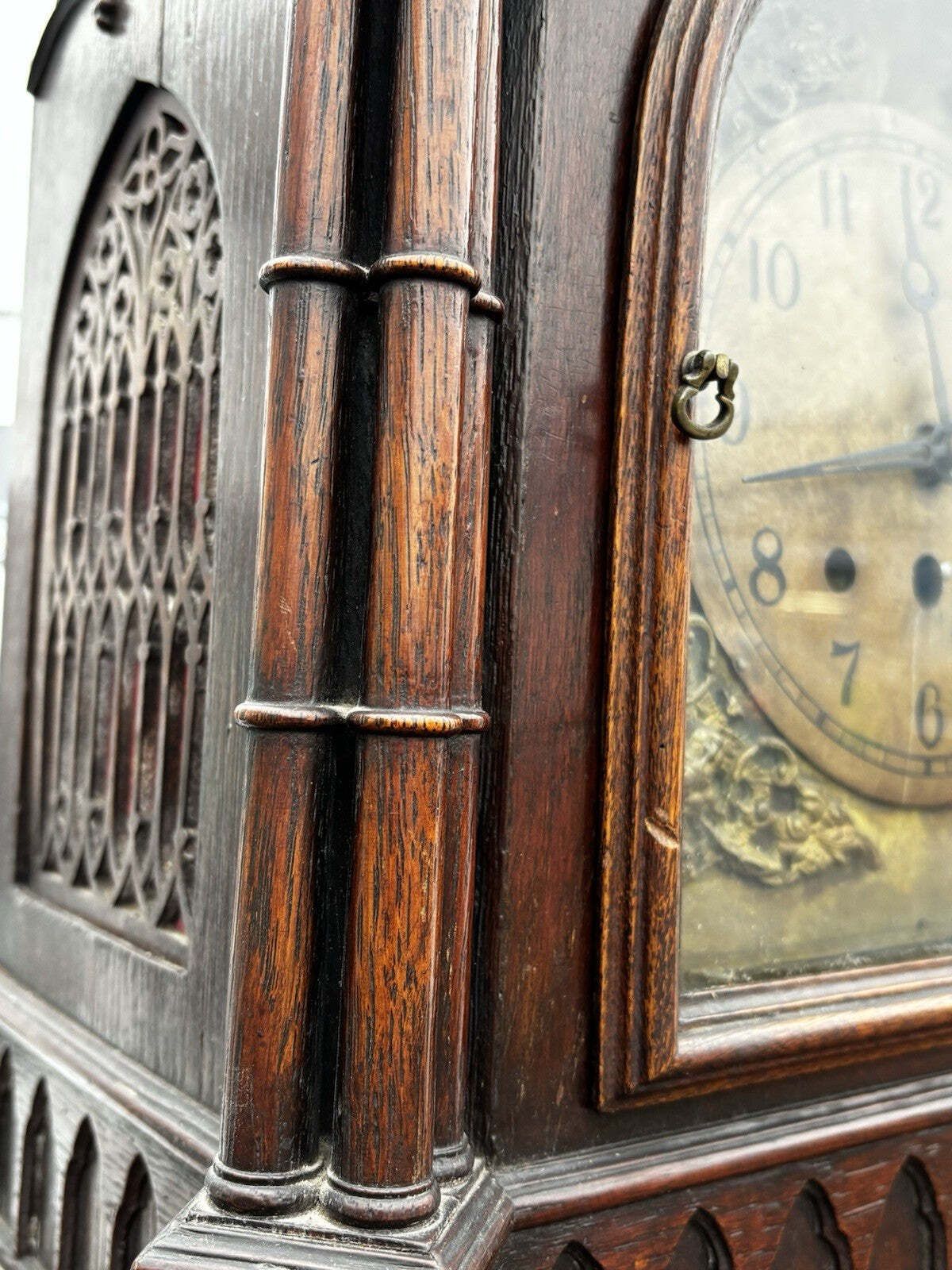 Impressive Gothic Fusee Bracket Clock On Pedestal. photo vintage