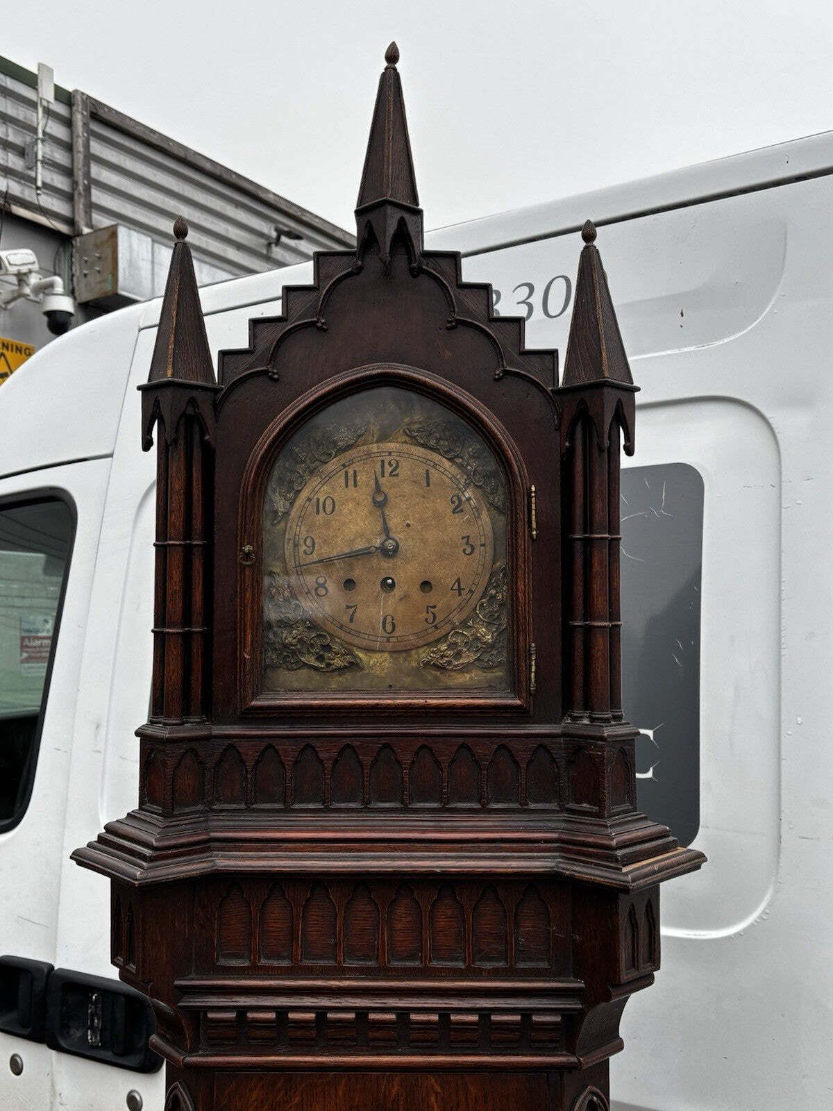 photo furniture Impressive Gothic Fusee Bracket Clock On Pedestal.