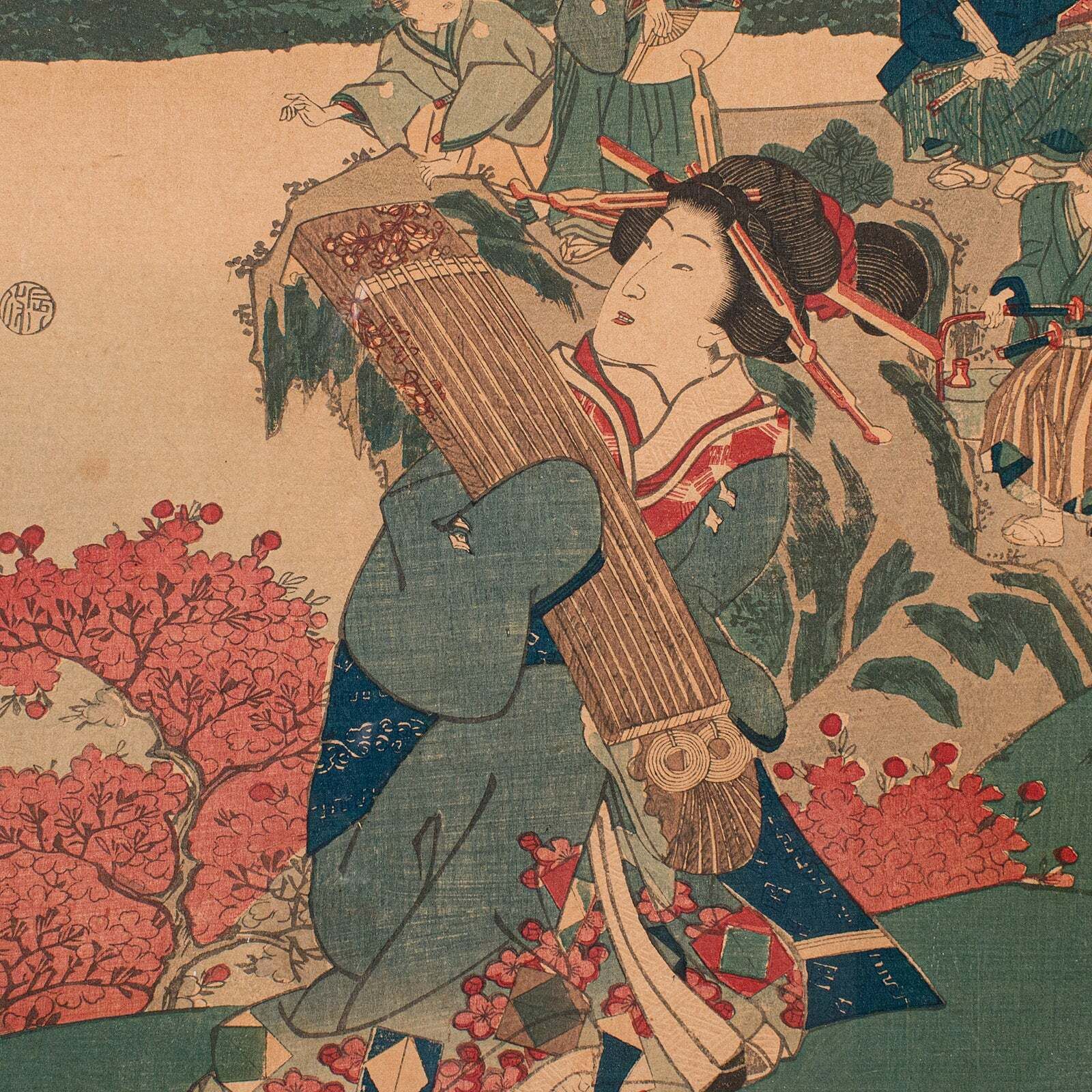 Antique Framed Woodblock Print, Japanese Art, Edo, Ukiyo E, Kunisada, Victorian photo 812.0