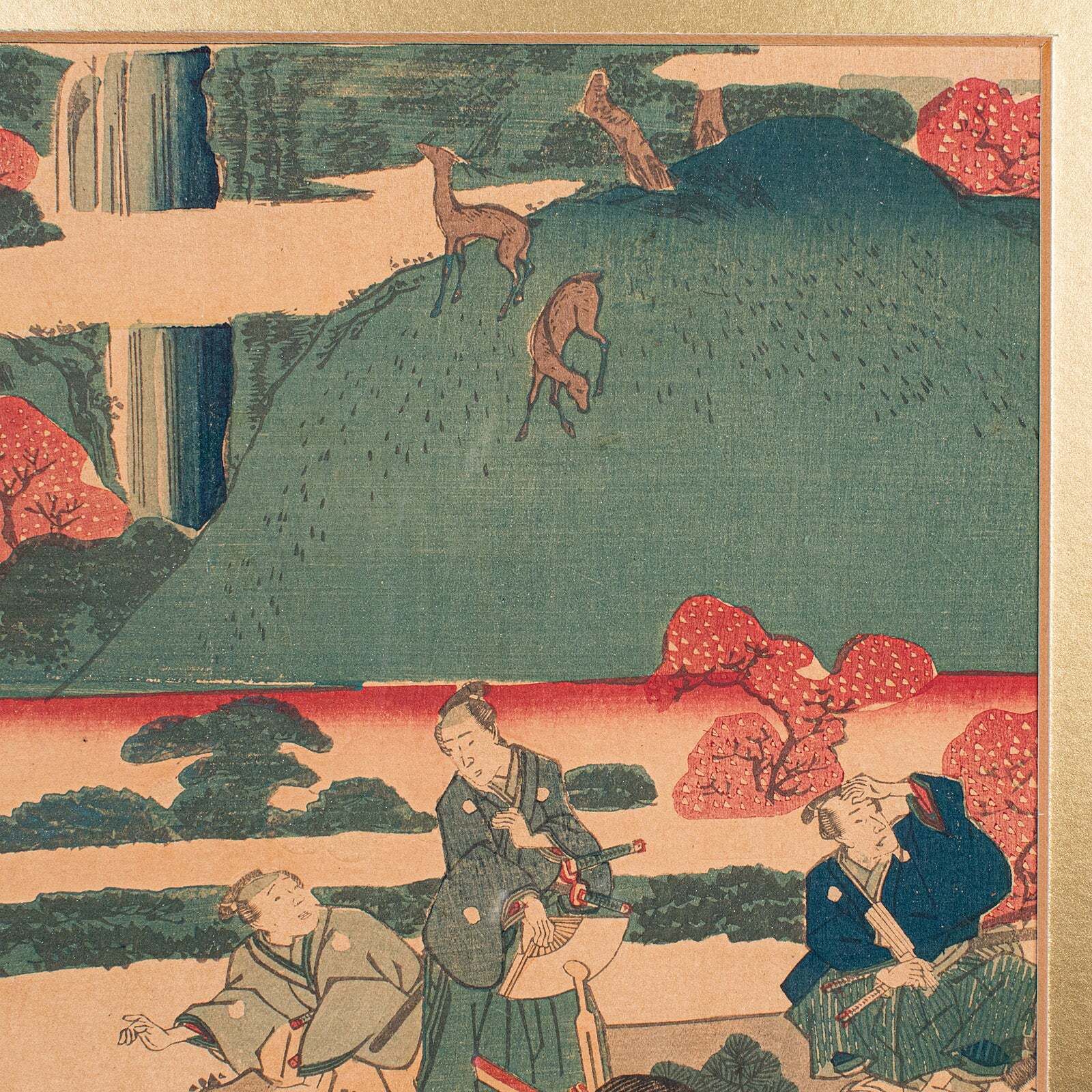 Antique Framed Woodblock Print, Japanese Art, Edo, Ukiyo E, Kunisada, Victorian photo vinterior