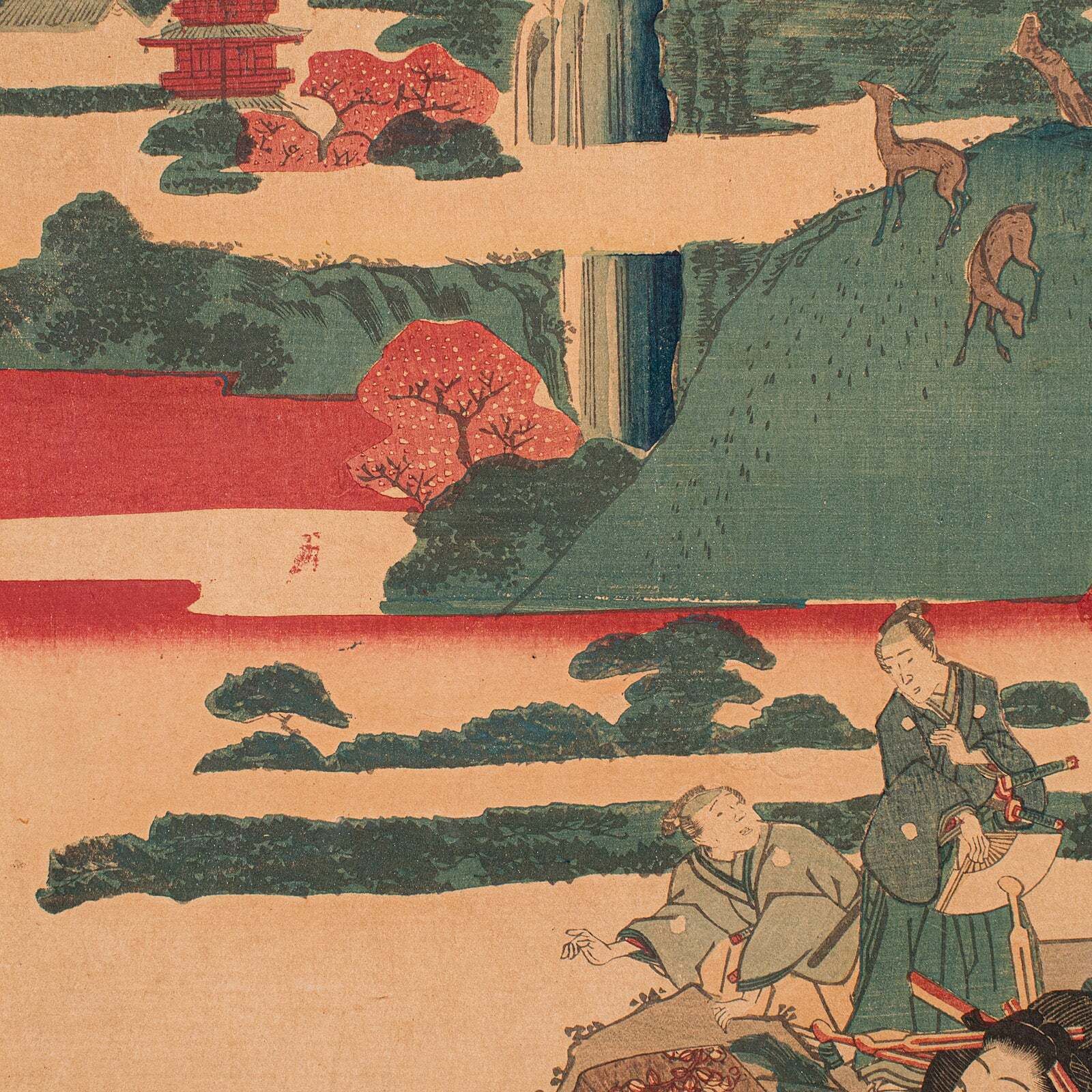 Antique Framed Woodblock Print, Japanese Art, Edo, Ukiyo E, Kunisada, Victorian photo buy