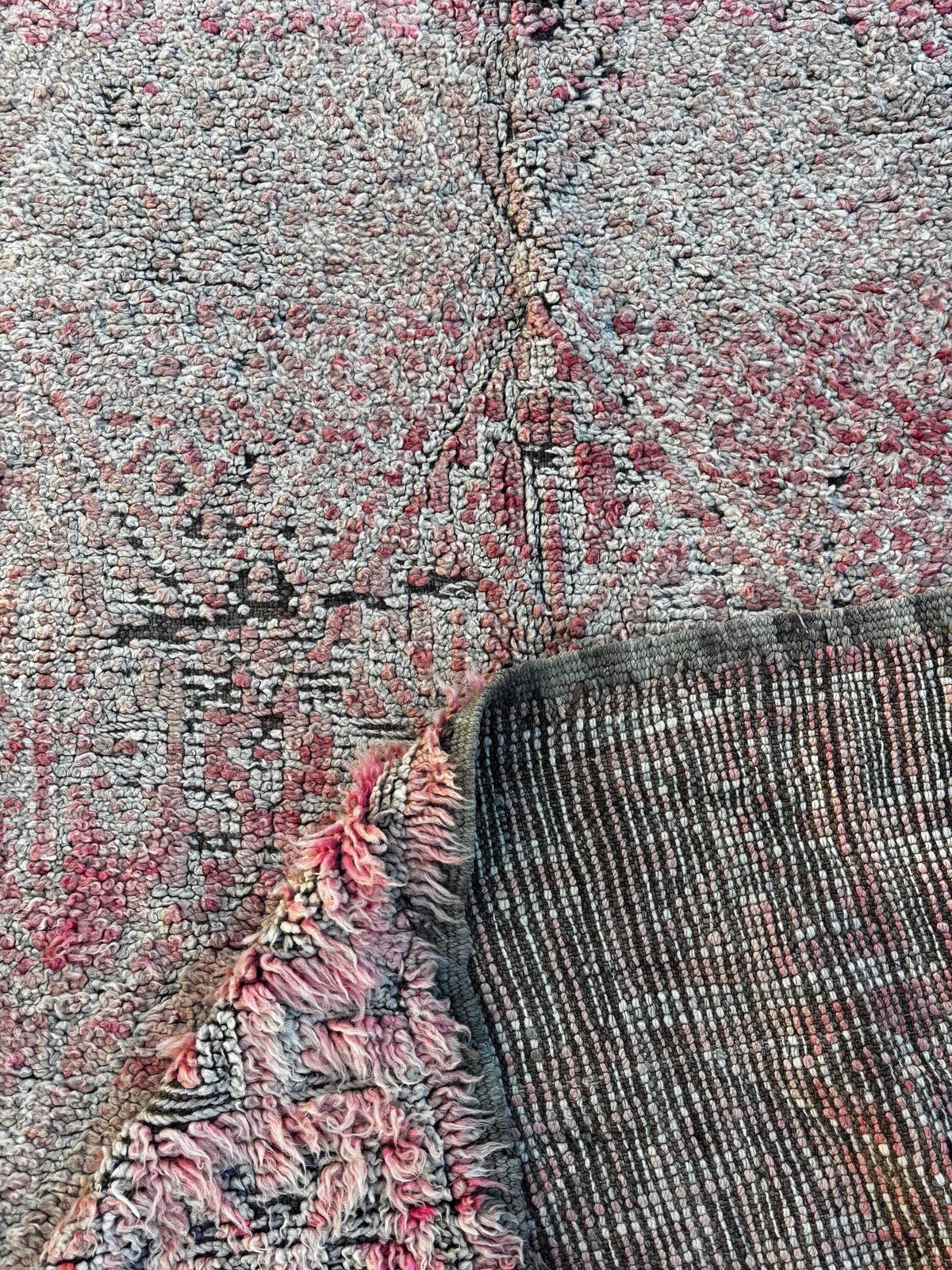 Vintage Moroccan Boujad Wool Rug 200x380 Cm  Handwoven Berber Carpet   Authentic Tribal Design photo for sale