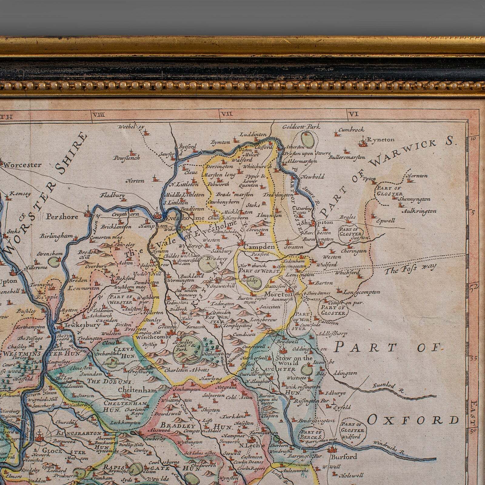 Antique Gloucestershire Map, Atlas, English, Robert Morden, Cartography, C.1700 photo vinterior