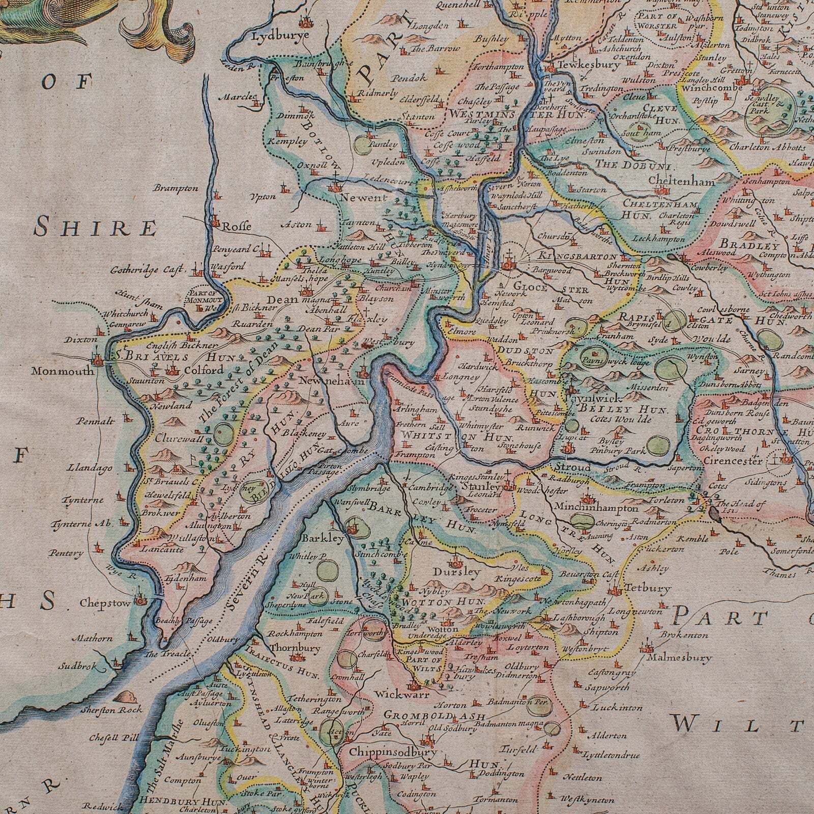 Antique Gloucestershire Map, Atlas, English, Robert Morden, Cartography, C.1700 photo buy