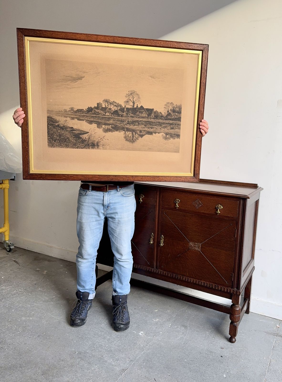 Large Antique Pastoral Print Titled Parting Day photo furniture