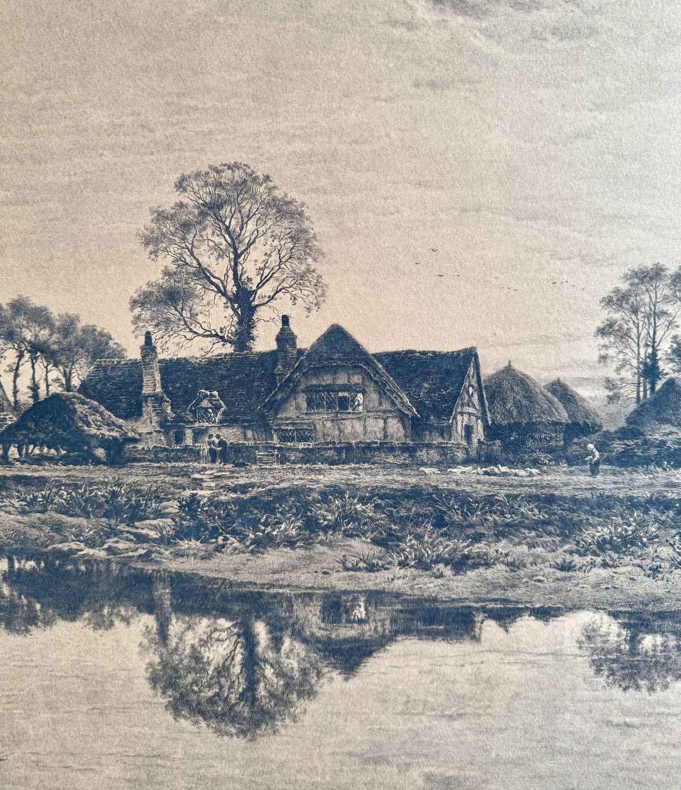 photo furniture Large Antique Pastoral Print Titled Parting Day