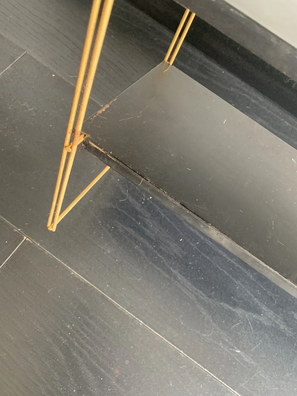 photo furniture Vintage 1960s String Wall Shelf, Black And Gold   60 X 48 Cm