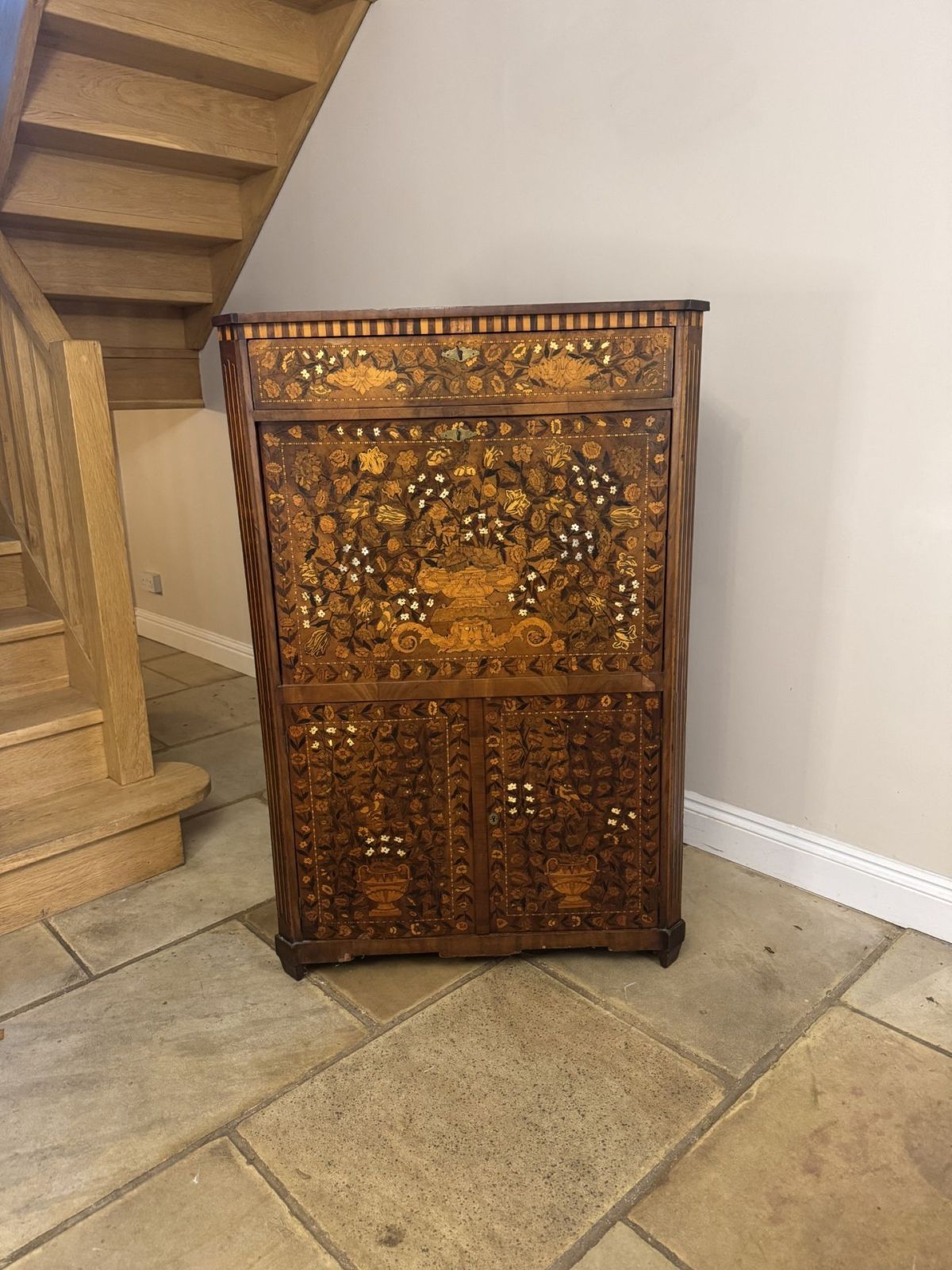 photo for sale Outstanding Quality Antique 18th Century Dutch Floral Marquetry Secretaire