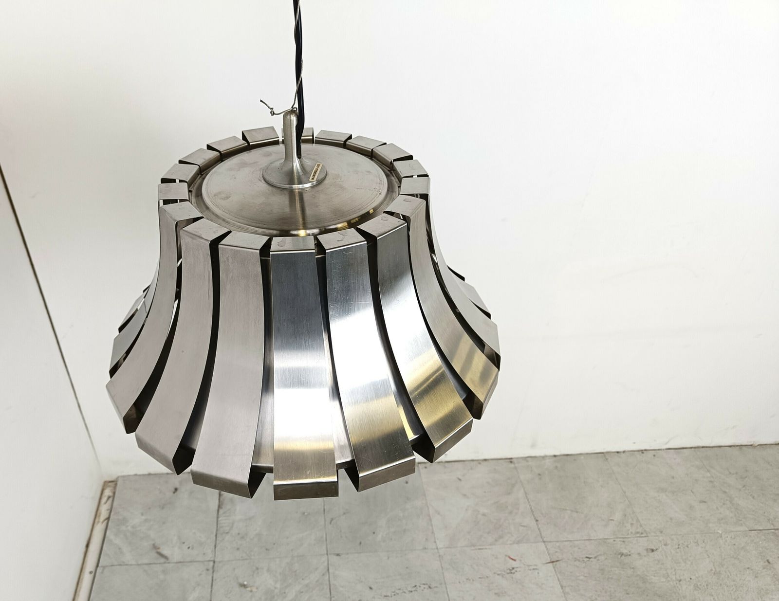 Mid Century Steel Suspension Lamp By E. Martinelli For Martinelli Luce, Italy, 1960s photo vintage