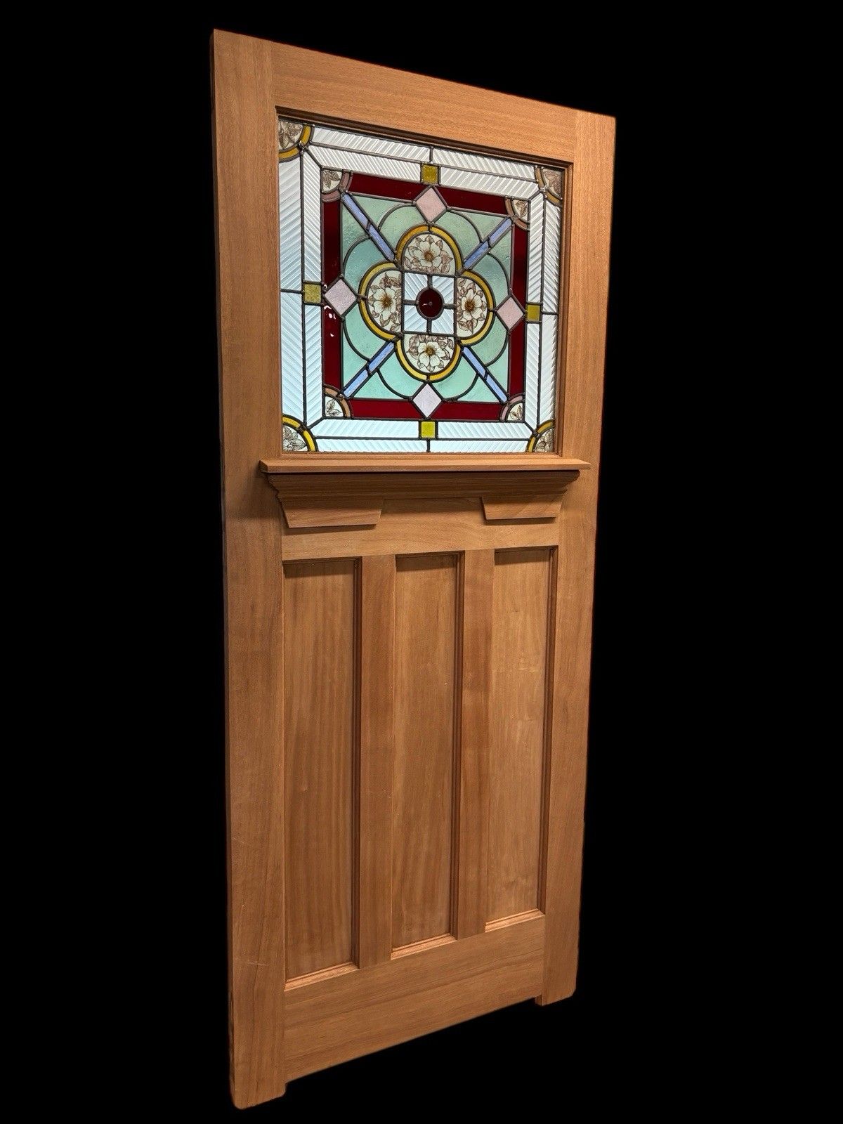 Art Deco Stained Glass Front Door Period Old Reclaimed Antique Wood Lead 20s 30s photo furniture