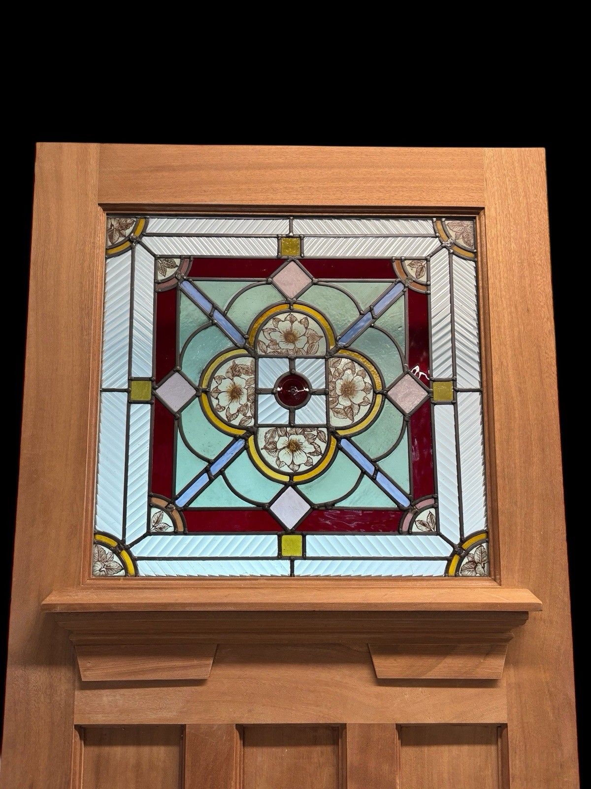 Art Deco Stained Glass Front Door Period Old Reclaimed Antique Wood Lead 20s 30s photo Home Fixtures