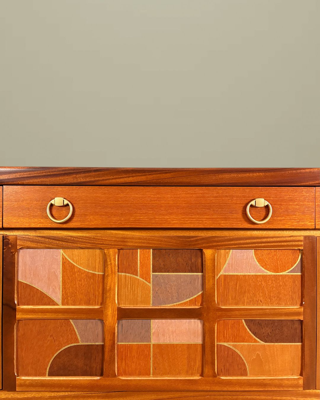 Mid Century Nathan 'Squares' Teak Sideboard With Abstract/Bauhaus Design/Lighting/Leatherette Interior photo vinterior