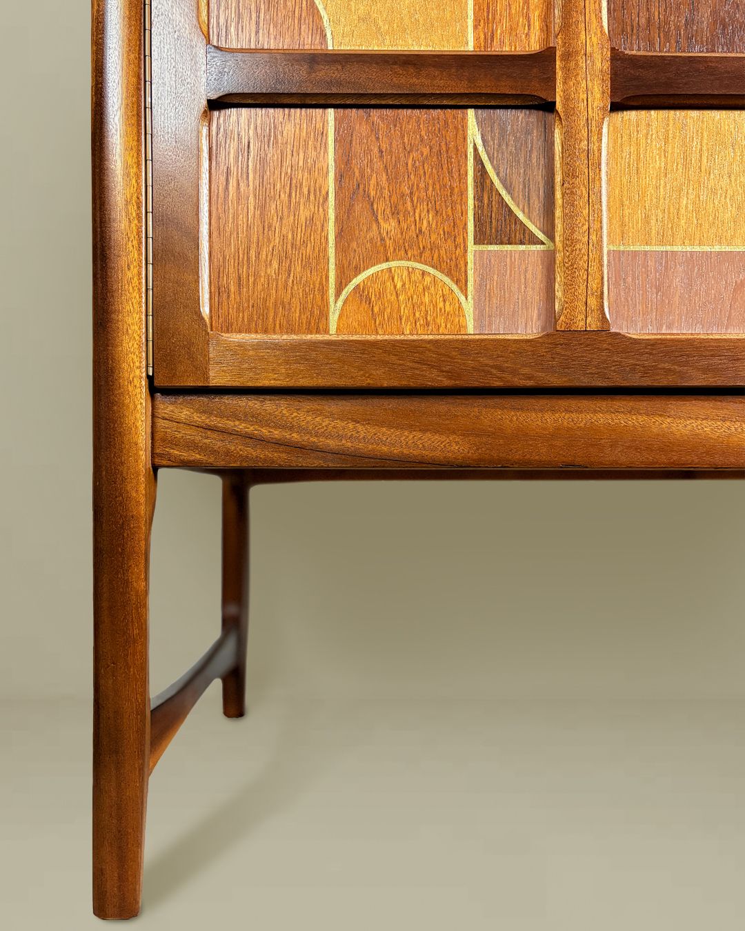 Furniture Mid Century Nathan 'Squares' Teak Sideboard With Abstract/Bauhaus Design/Lighting/Leatherette Interior photo