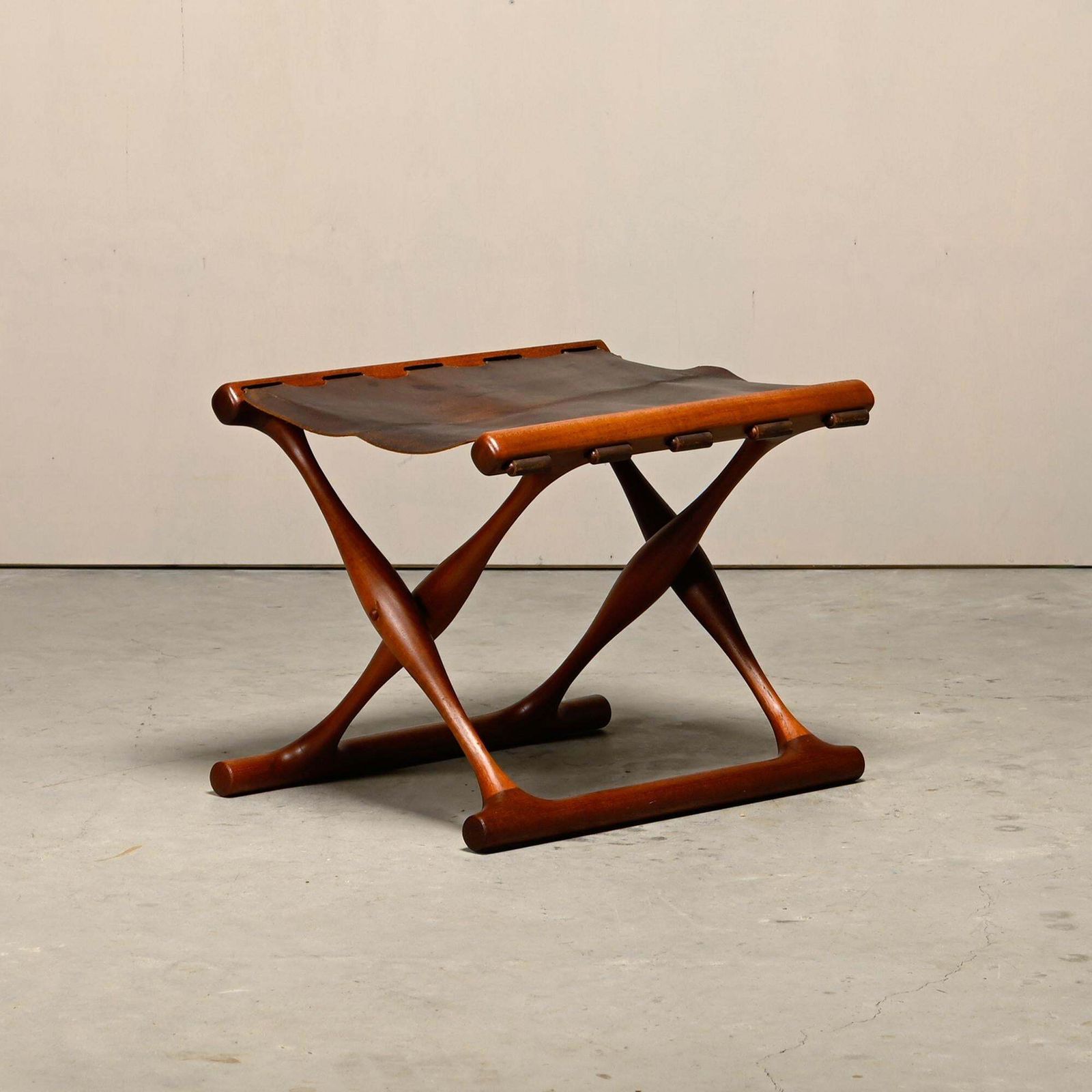 Poul Hundevad Ph43 Guldhøj Stool In Teak And Brown Leather Denmark 1960s photo furniture
