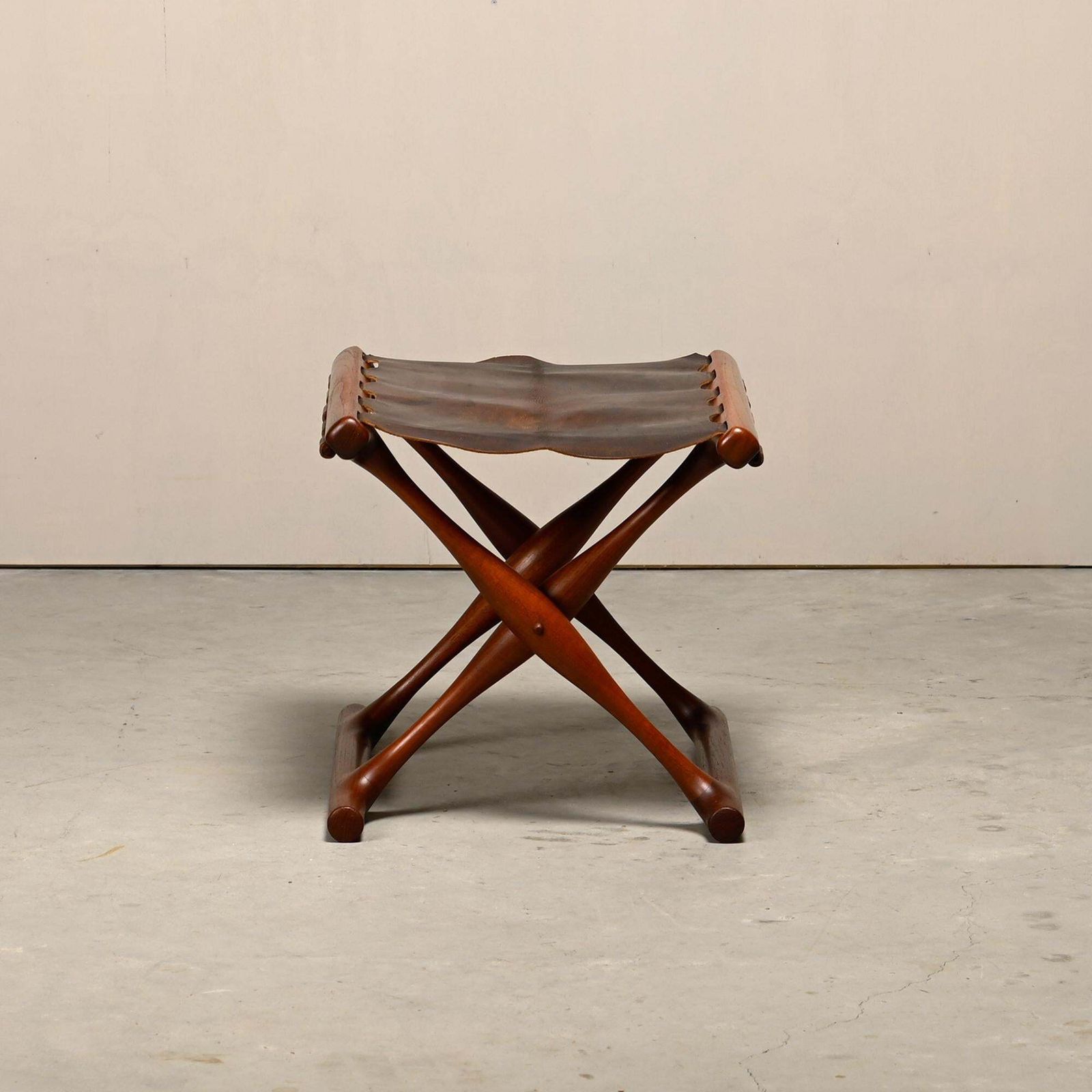 Poul Hundevad Ph43 Guldhøj Stool In Teak And Brown Leather Denmark 1960s photo Furniture