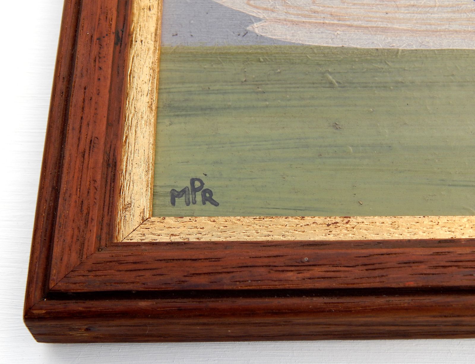 Naïve Folk Art Racing Pigeon Painting By Matt Rix In Antique Oak Frame photo vinterior